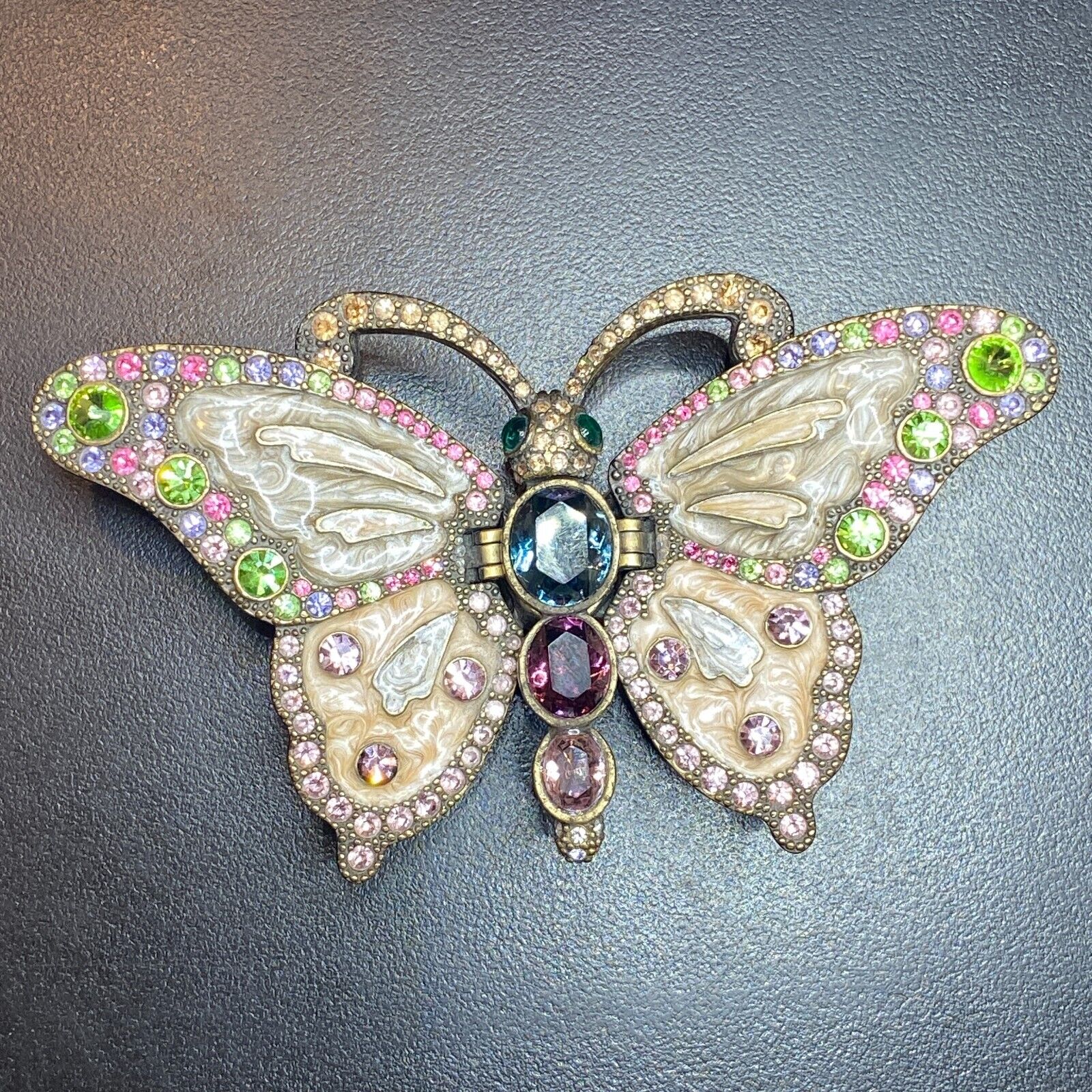 Rucinni Jeweled Butterfly Hinged Trinket Box, Magnetic Closure, Stunning, Rare