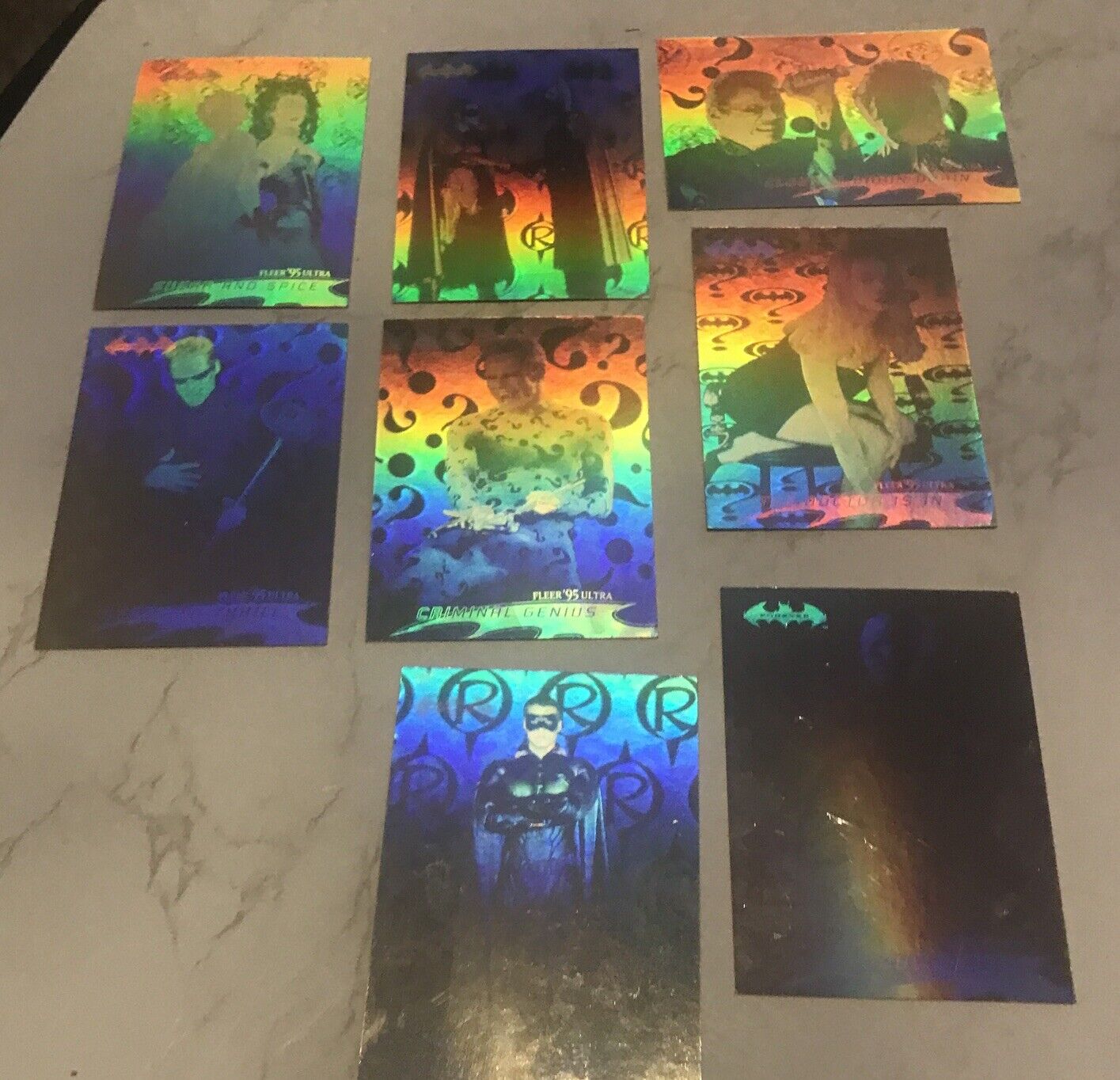 8 RARE 🔥1995 Fleer Ultra BATMAN FOREVER HOLOGRAM Cards #18,19,21,22,23,24,26,27