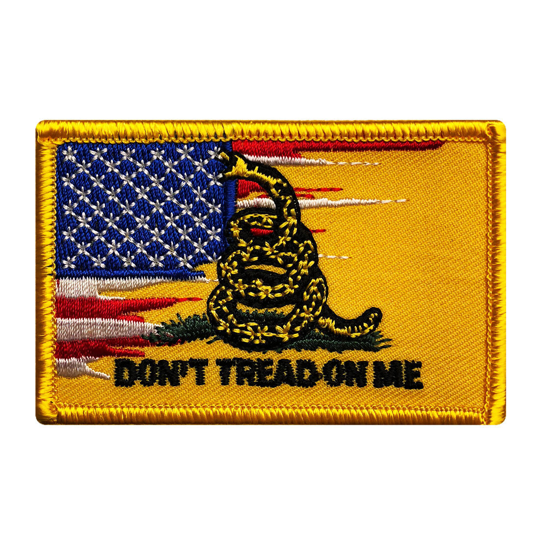 USA FLAG DON\'T TREAD ON ME GADSDEN 2nd Amendment IRON ON PATCH (3.0 X 2.0 MTB42)