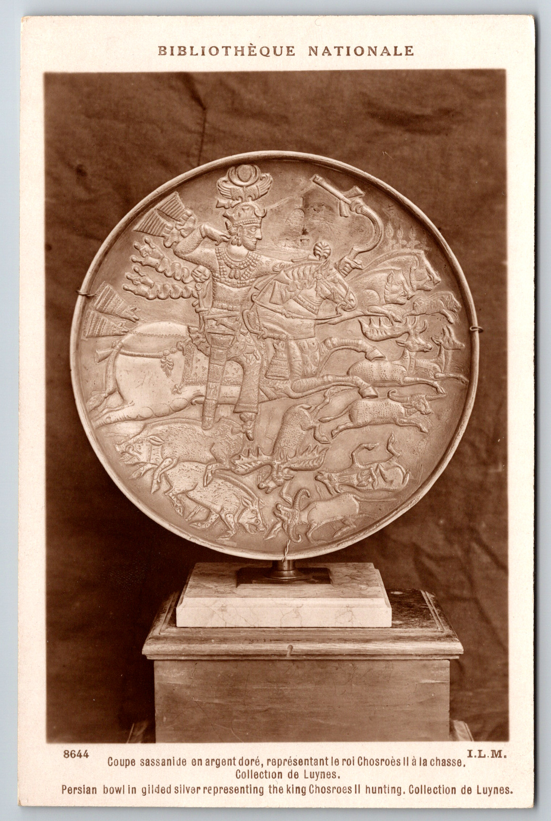c1960s Sassanid Cup King Chosroes Silver Hunting Art Vintage Postcard
