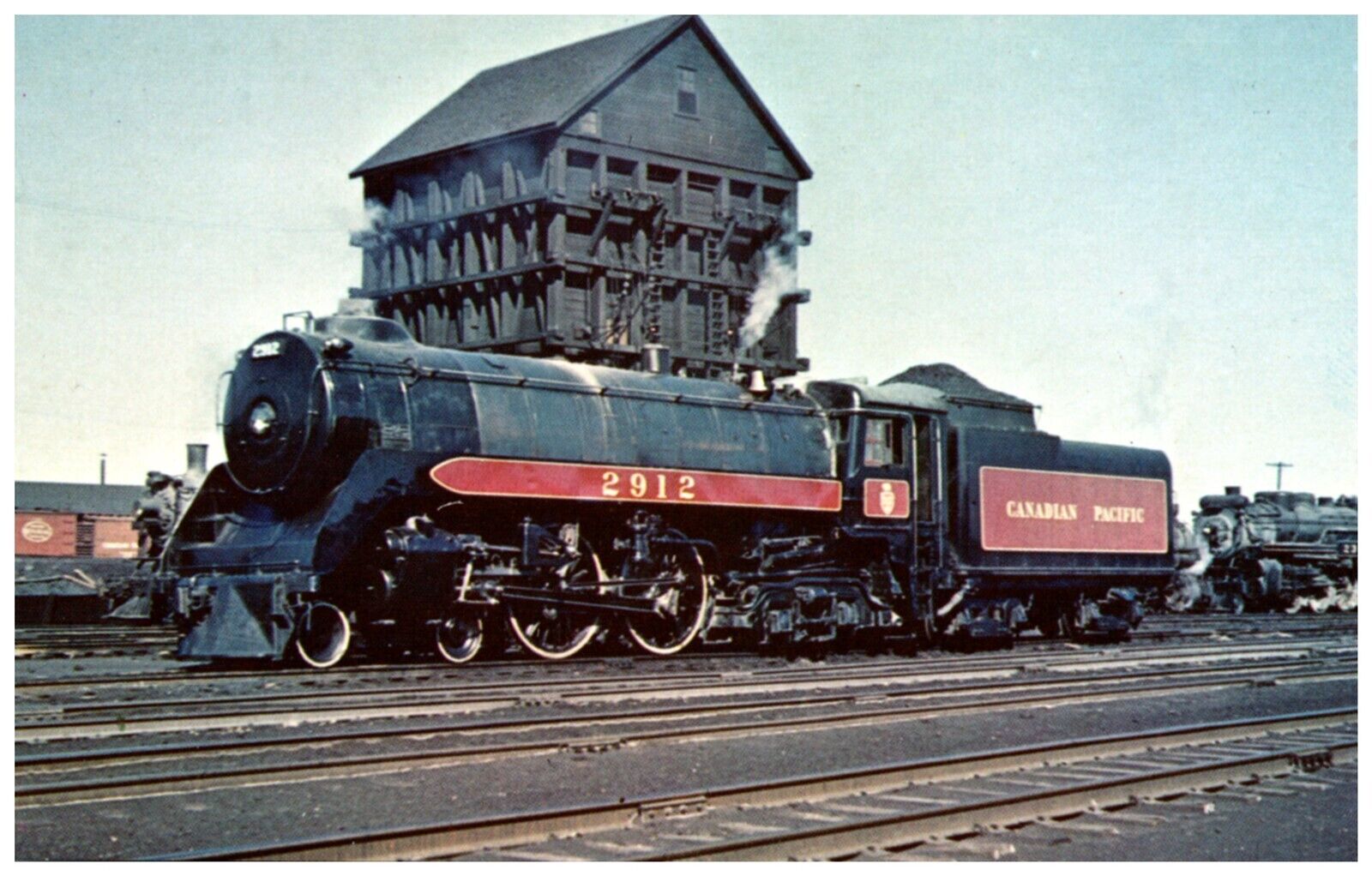 Canadian Pacific Train 2912 with Maintenance building in back Winnipeg 1953