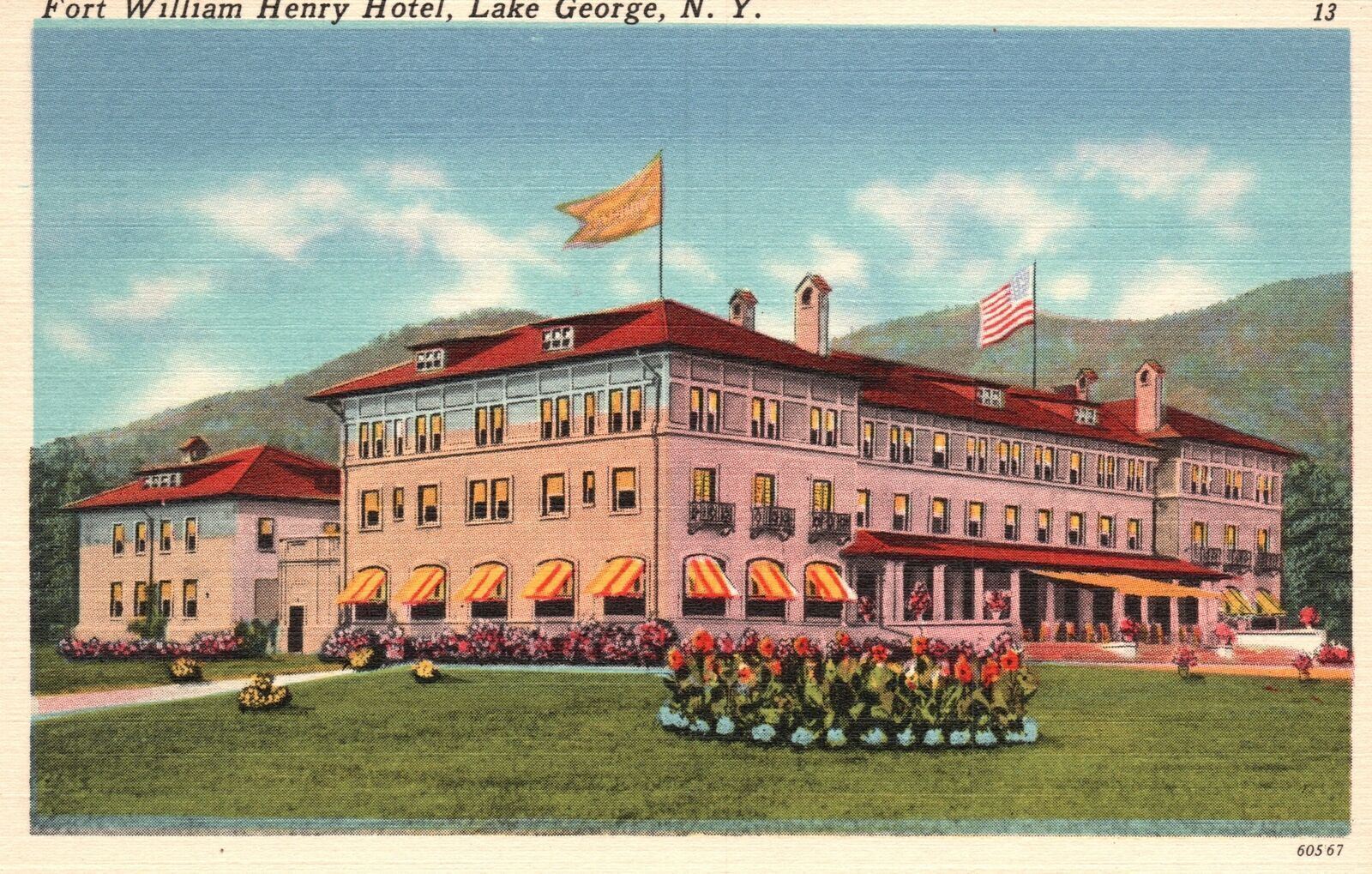 Vintage Postcard 1920\'s Fort William Henry Hotel Building Lake George New York