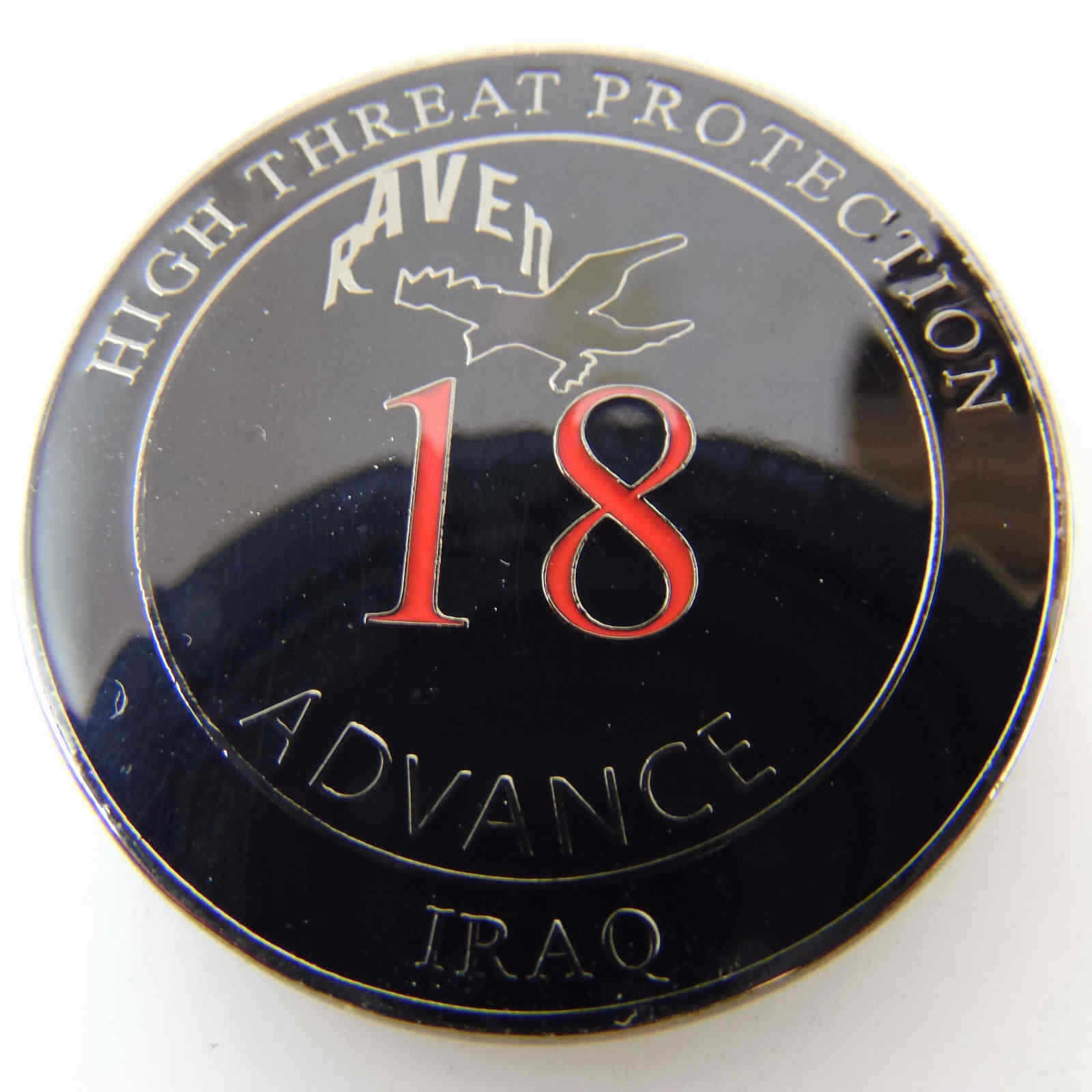 BLACK WATER HIGH THREAT PROTECTION IRAQ RAVEN 18 ADVANCE #8 CHALLENGE COIN