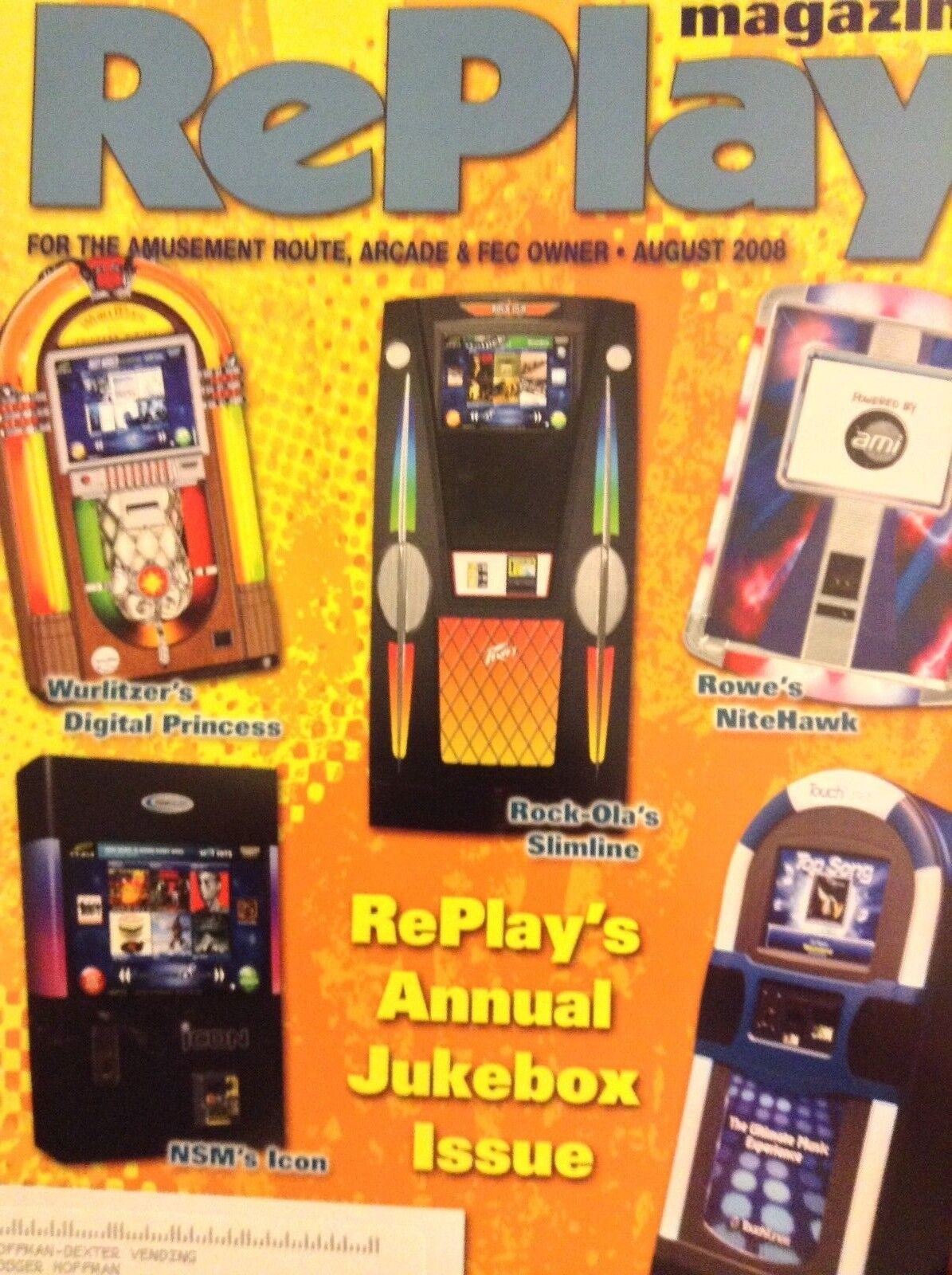RePlay Arcade Magazine Annual Jukebox Issue August 2008 012118nonrh