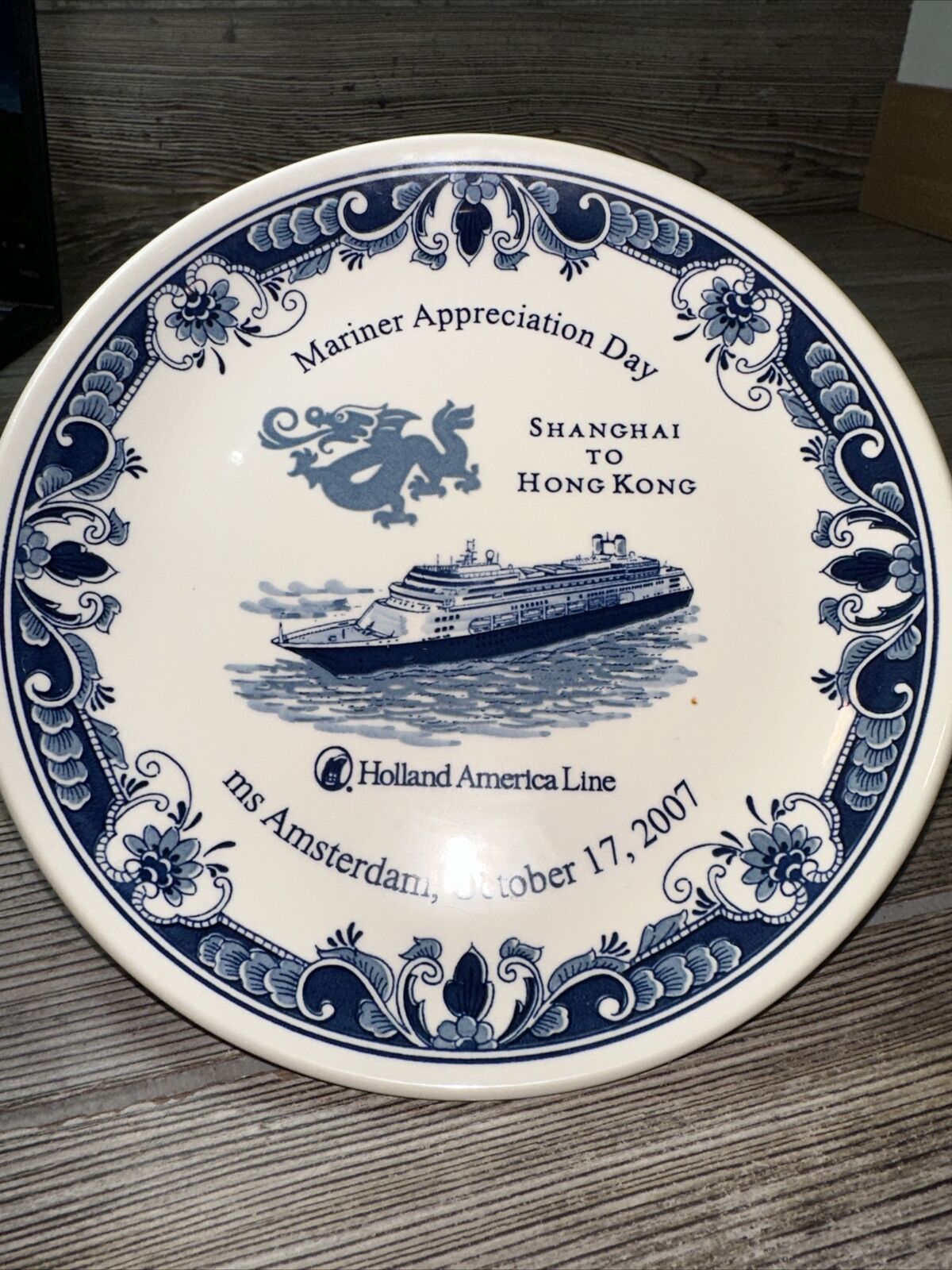 Vintage Royal Goedewaagen Blue Delft Holland Mariner Appreciation Day Plate
