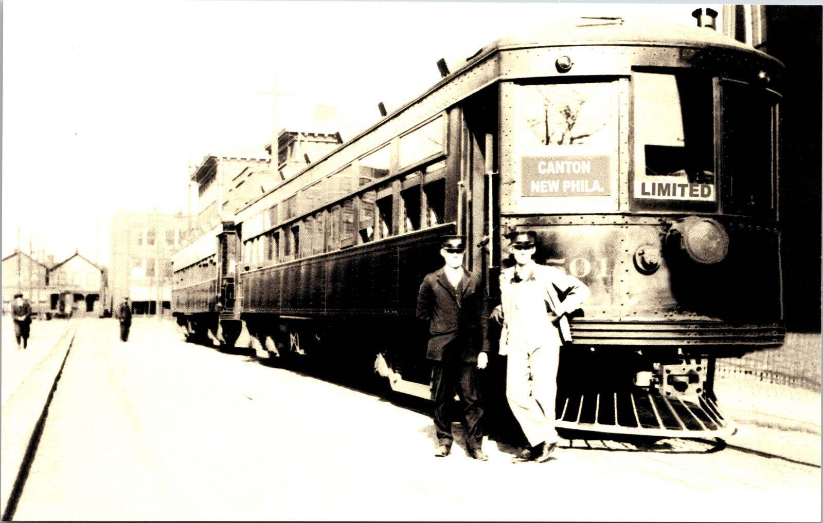 1928 NOT&L Depot New Philly Railway Postcard Trolley Interurban RPPC Reprint