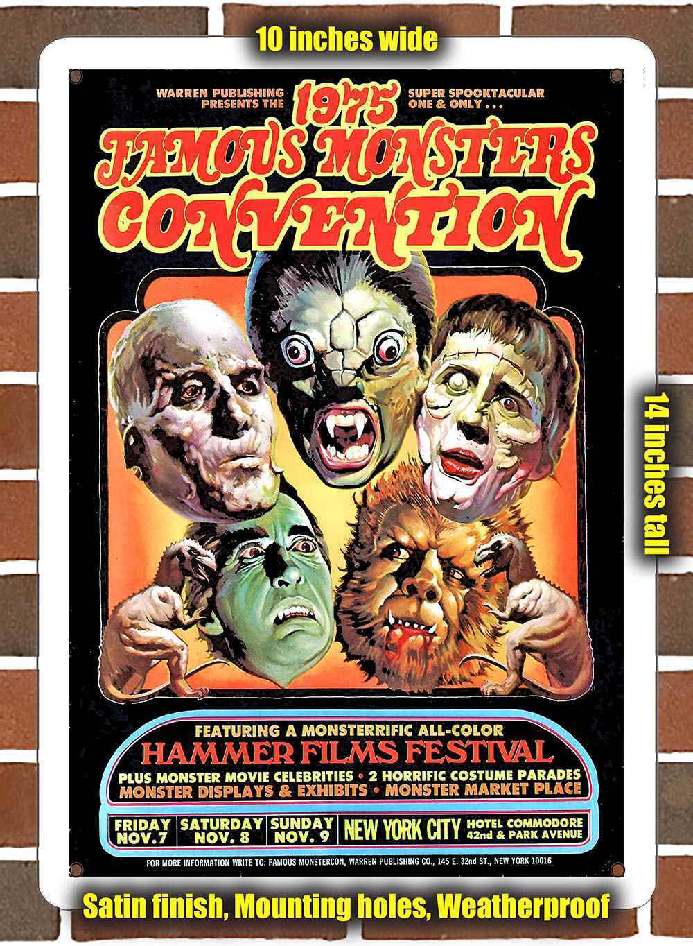 Metal Sign - 1975 Famous Monster Convention NYC- 10x14 inches