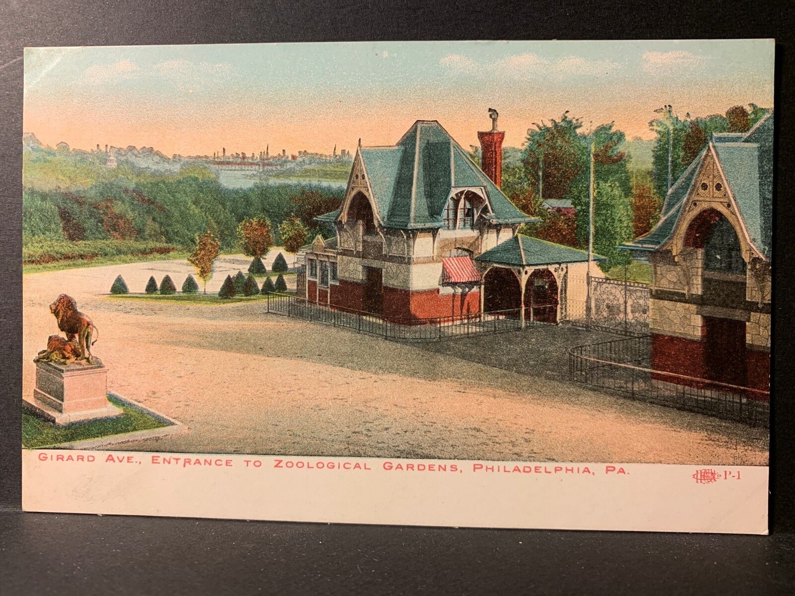Postcard Philadelphia PA - Girard Ave Entrance to Zoological Gardens
