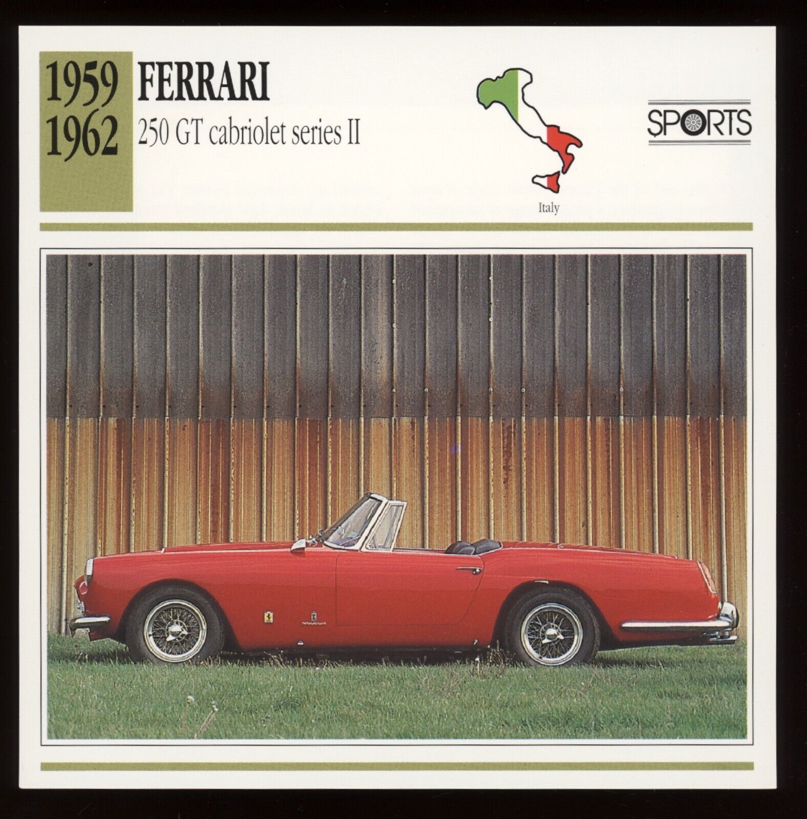 1959 - 1962  Ferrari  250 GT Cabriolet Series II  Classic Cars Card