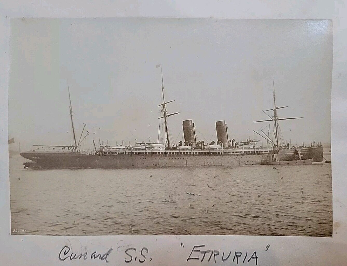 1891 Cunard RMS Etruria Steamship Ocean Liner Albumen Photo Antique Victorian