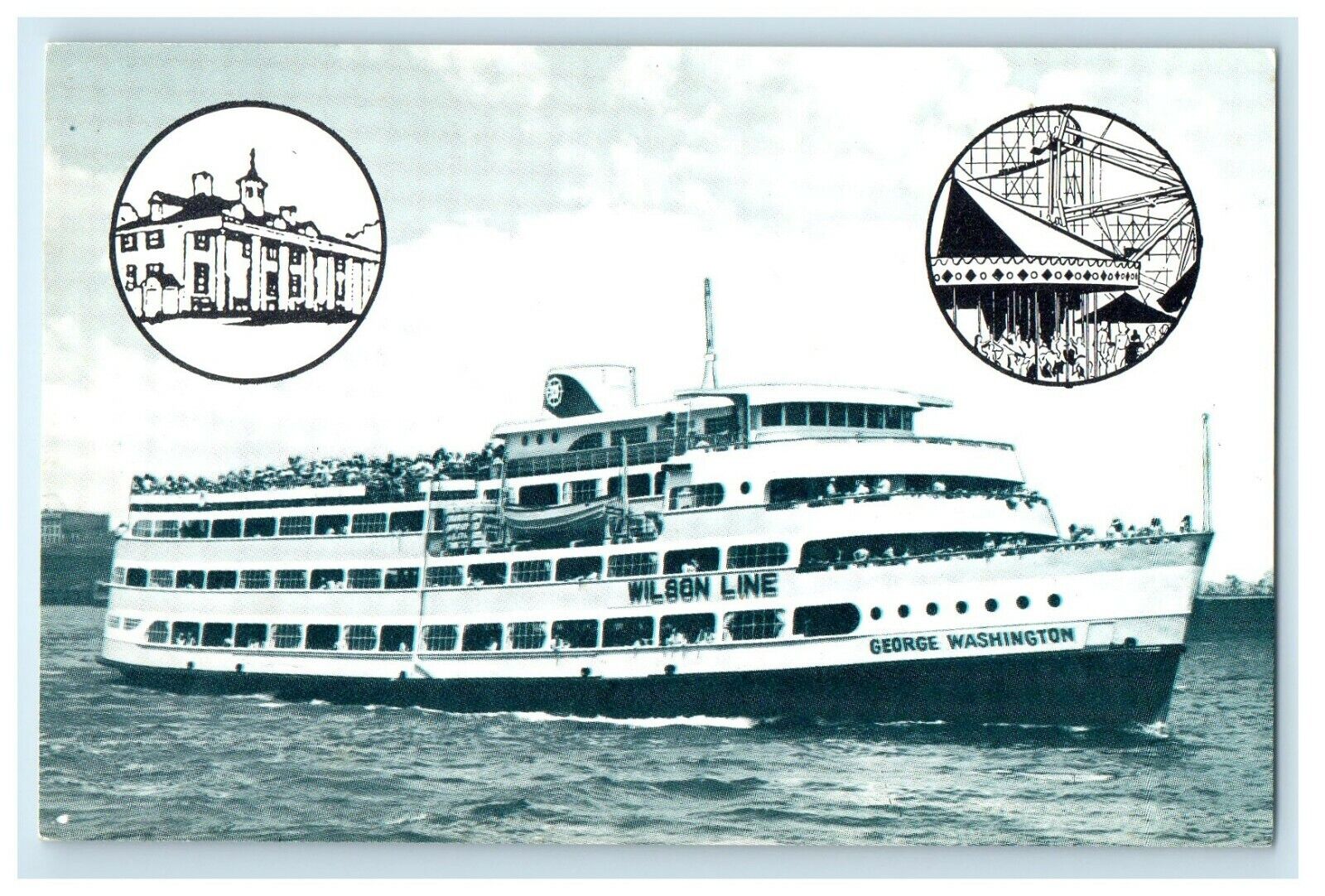 1960\'s Marshall Hall Amusement Park Wilson Line Cruise Ship Multiview Postcard