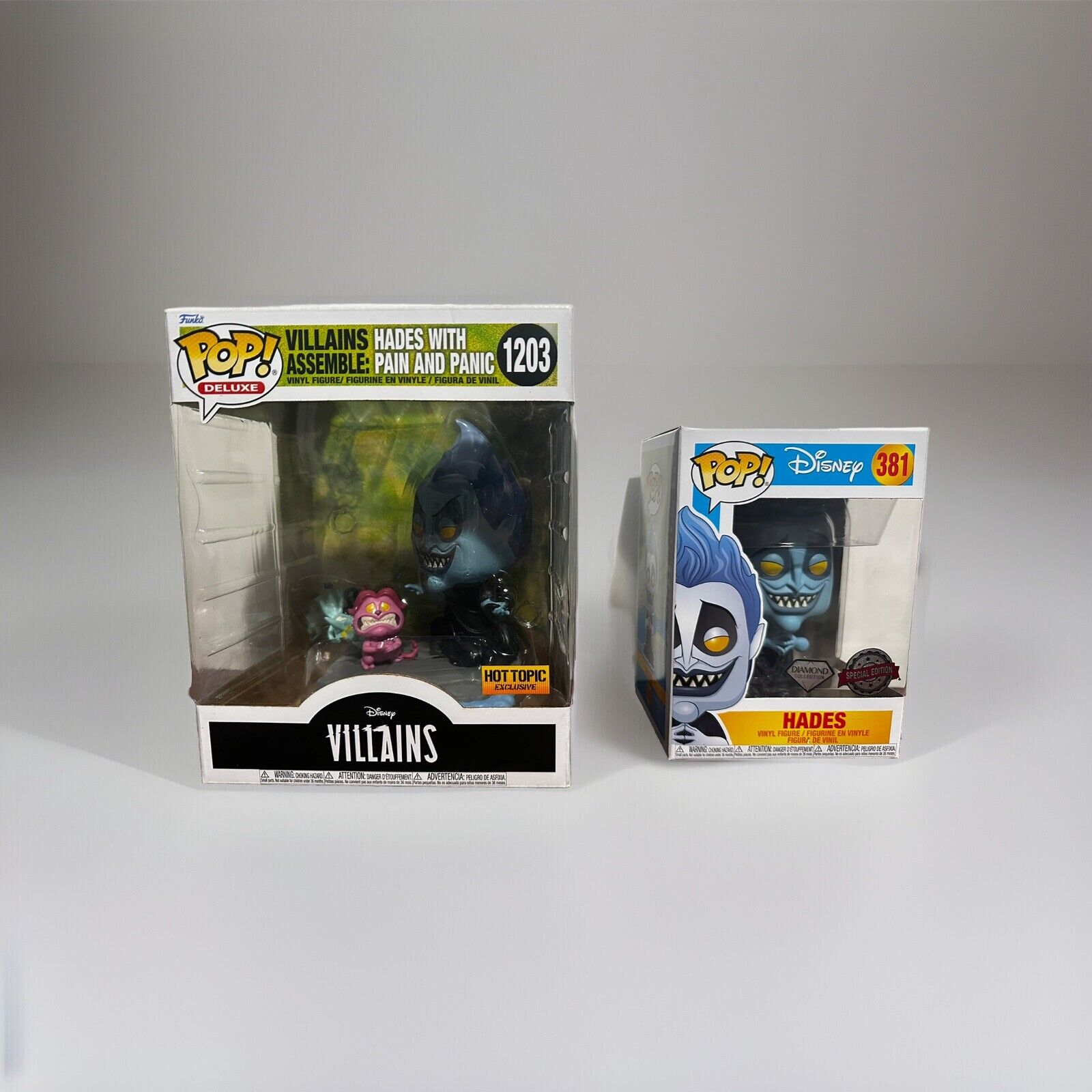 Hades with Pain and Panic  And Hades Diamond ￼FUNKO POP—Exclusive
