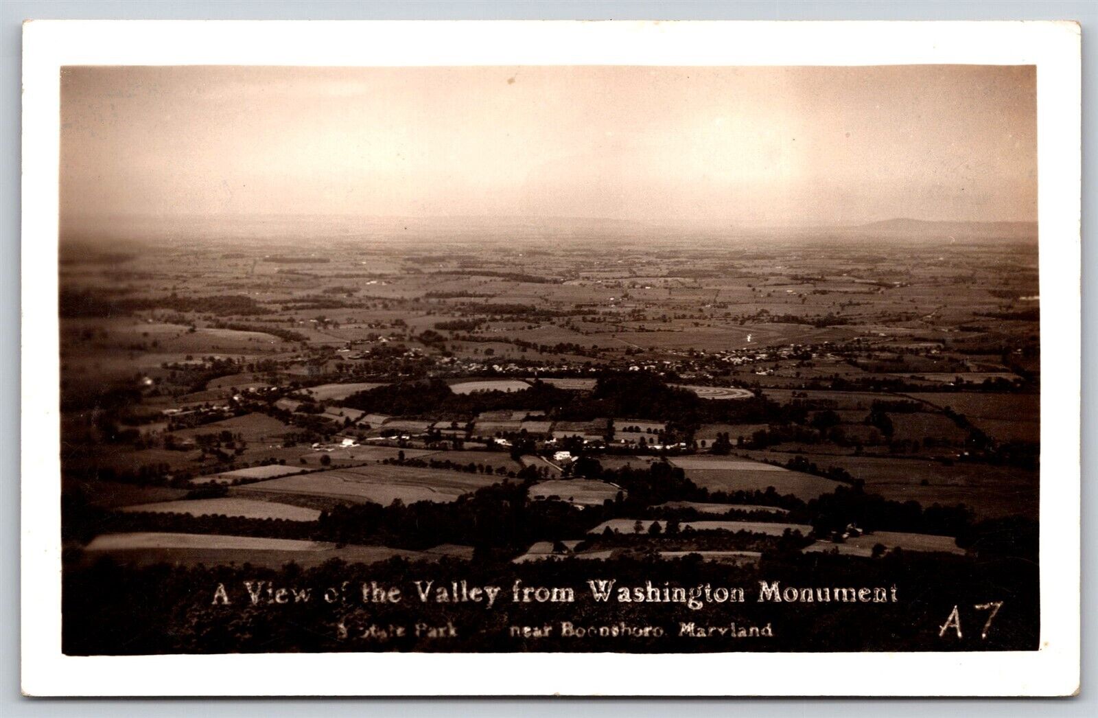 Postcard A View of the Valley from Washington Monument Boonsboro MD RPPC E28