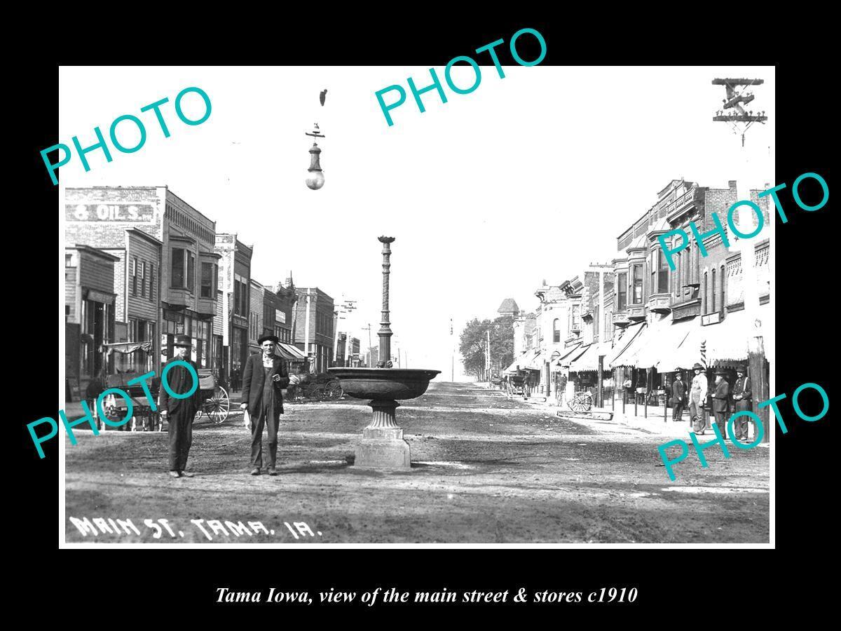 OLD LARGE HISTORIC PHOTO OF TAMA IOWA VIEW OF THE MAIN ST & STORES c1910