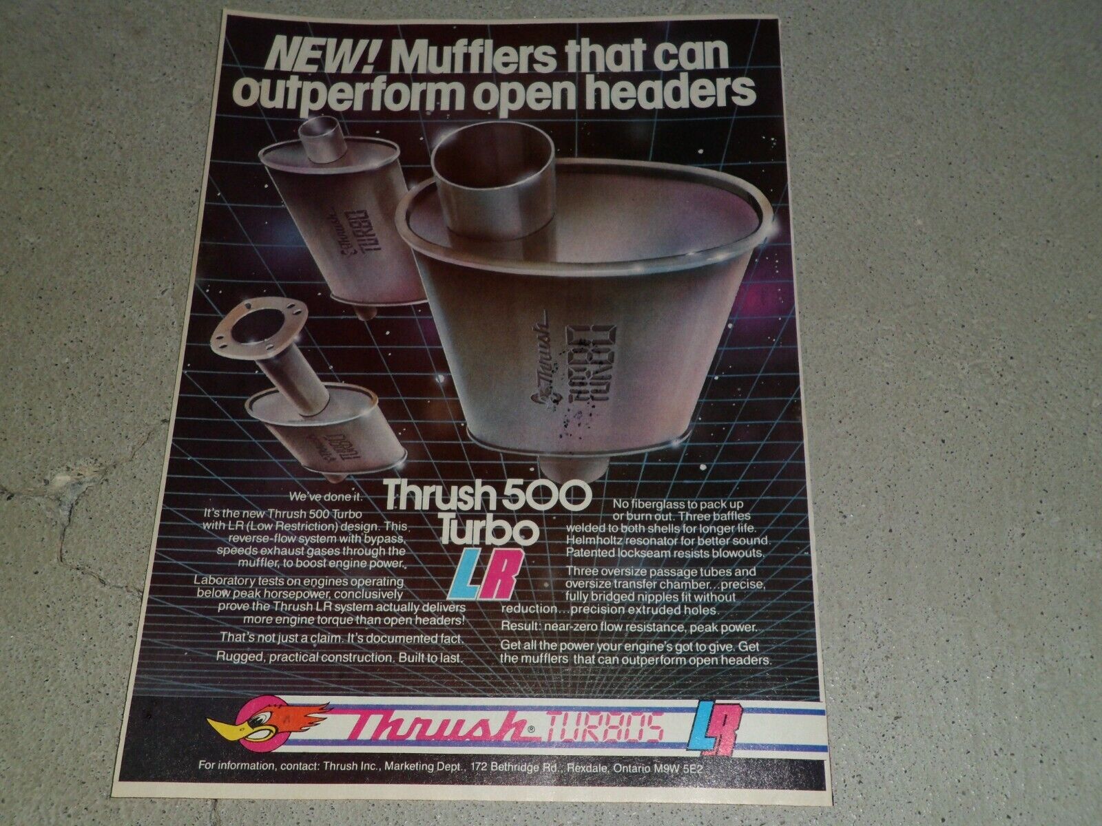 1984 THRUSH MUFFLERS AD / ARTICLE