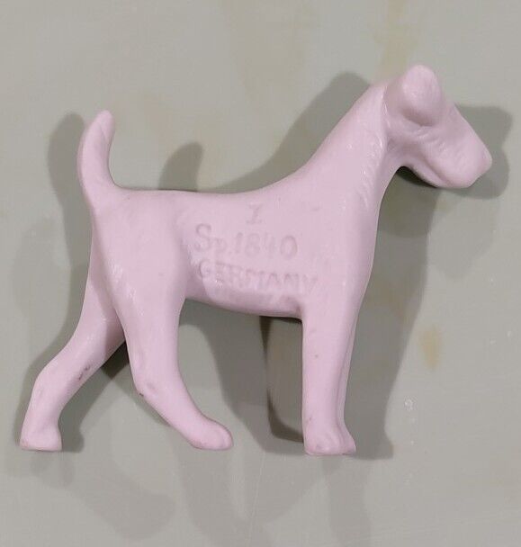Vintage Midcentury Germany Terrier Dog Miniature Figurine Porcelain Marked 1840