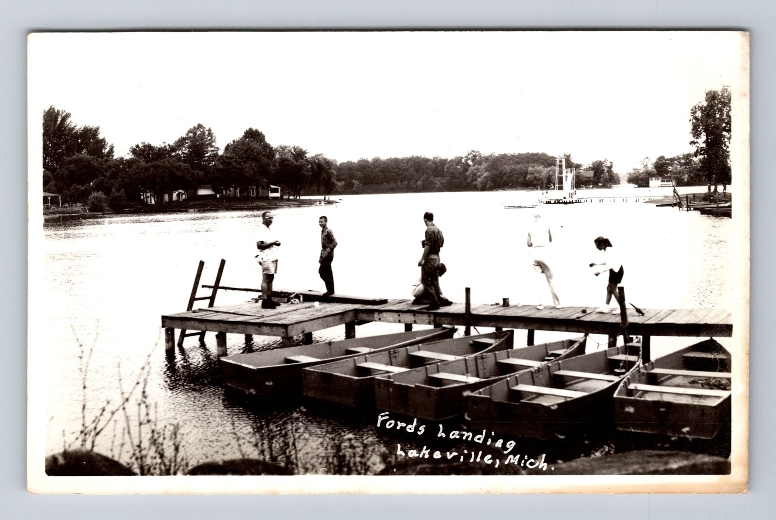 Lakeville MI-Michigan, RPPC, Fords Landing, Antique, Souvenir Vintage Postcard