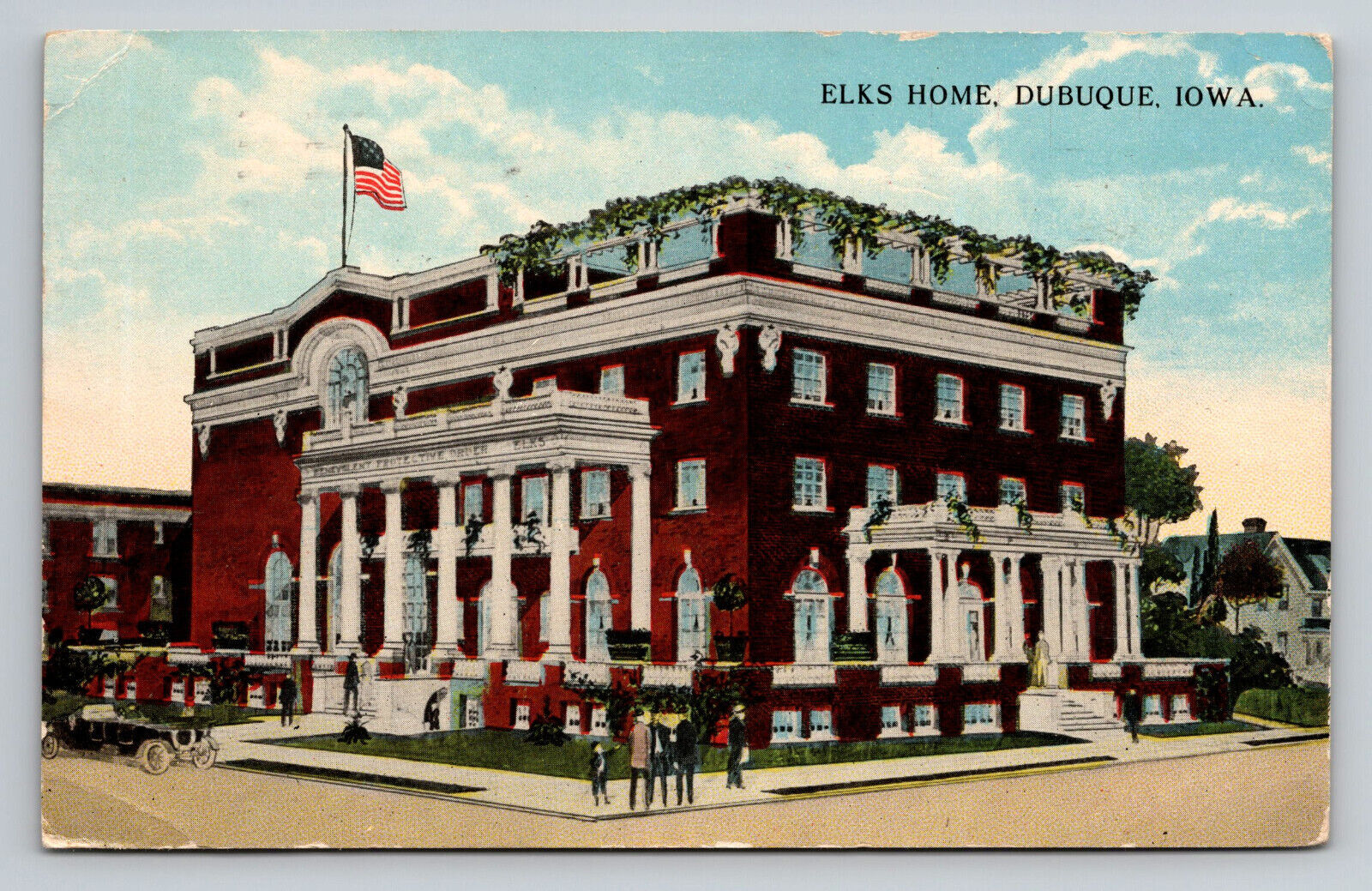 Dubuque Iowa Elks Home c1914 IA Postcard
