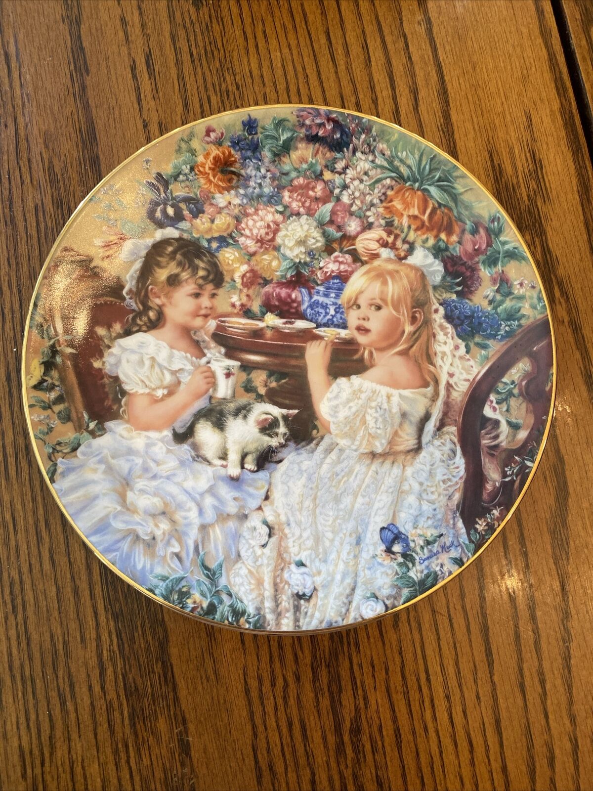 The Tea Party Sandra Kuck NIB Plate 365B 1991 Second Issue Hearts And Flowers