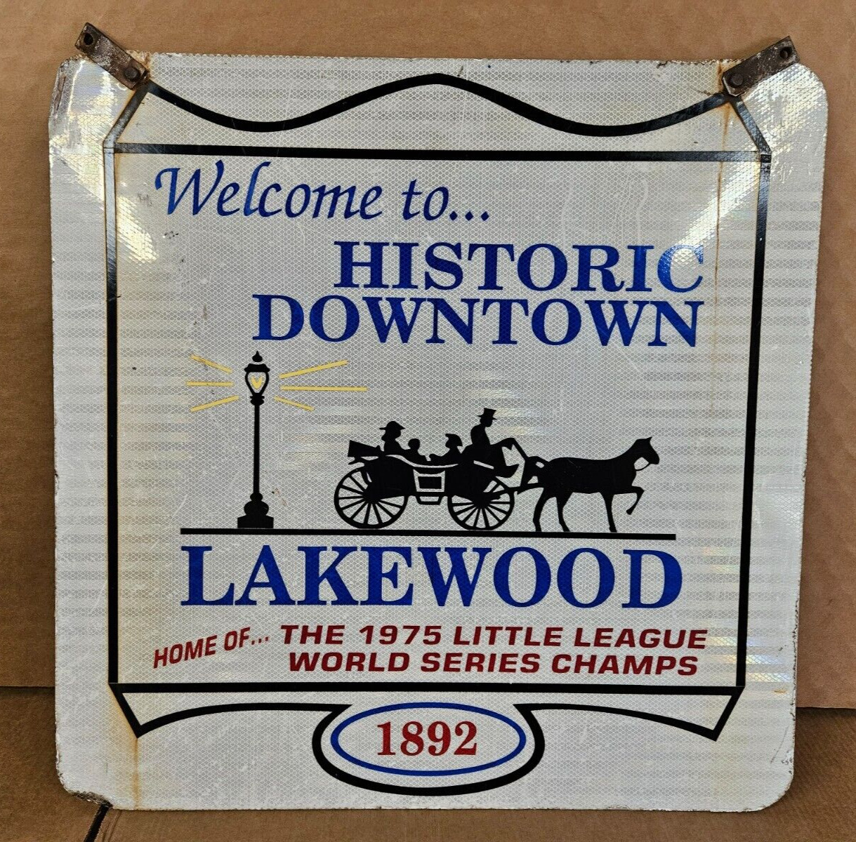 Vintage LAKEWOOD NJ Downtown Sign 1975 Home of Little League world champs