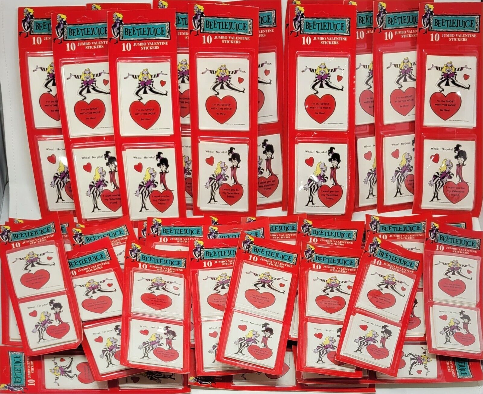 1990 Beetlejuice Cartoon TV Jumbo Valentine Stickers NIP/NOS/Unpunched/New Movie
