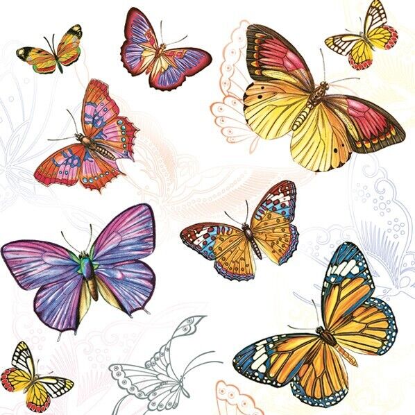 Decoupage Paper Napkins Spring Butterflies Butterfly - Two Luncheon Napkins