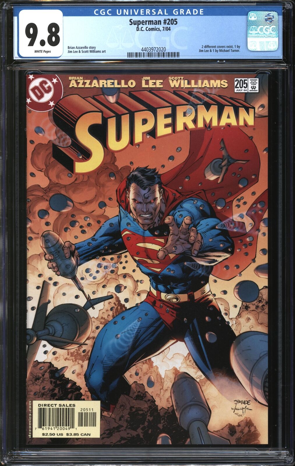 Superman (1987) #205 Jim Lee Cover CGC 9.8 NM/MT