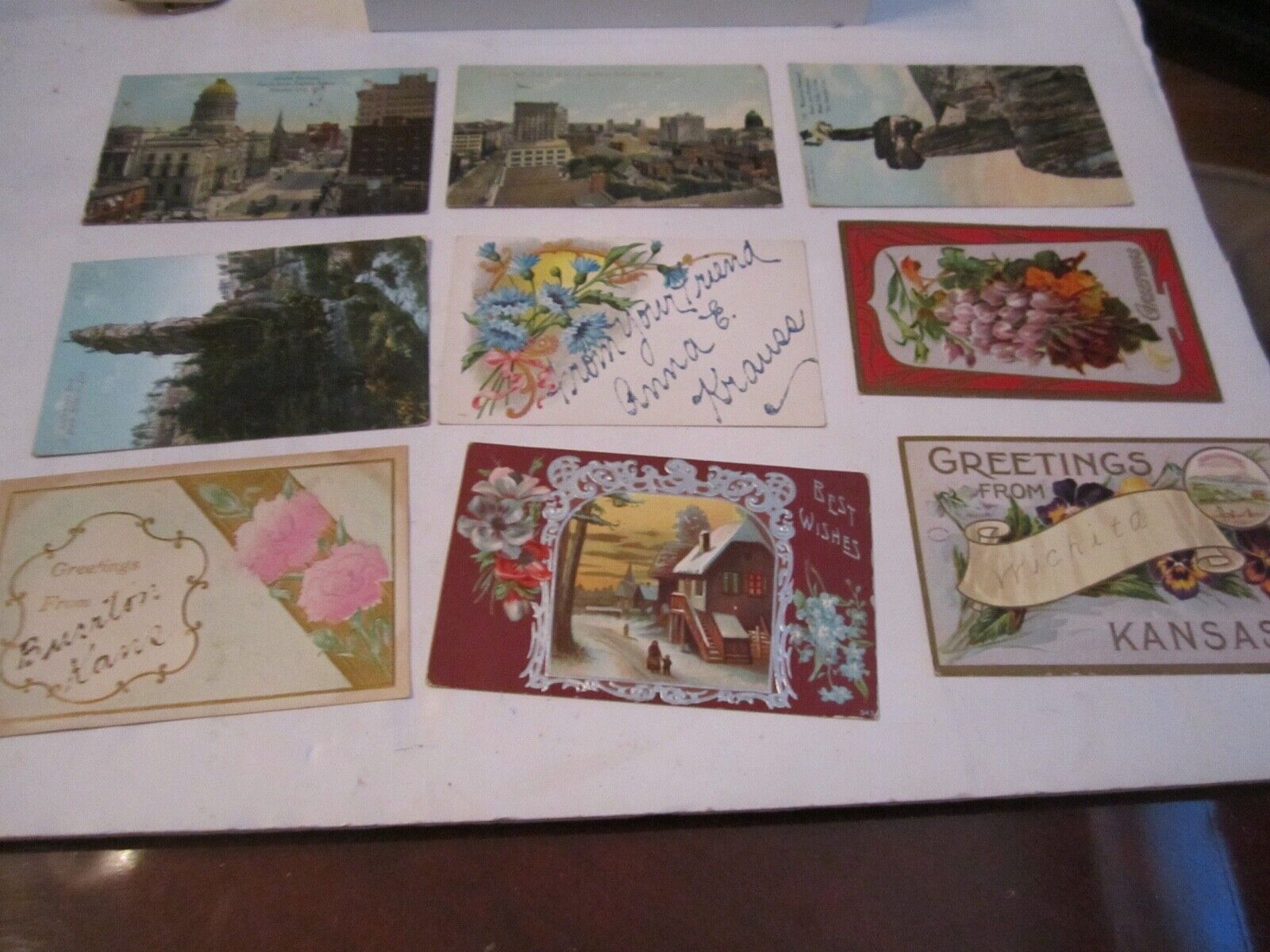 90 ANTIQUE POSTCARDS - MOST ARE 1910 - 1911 ARE STAMPED - TUB MMMM2