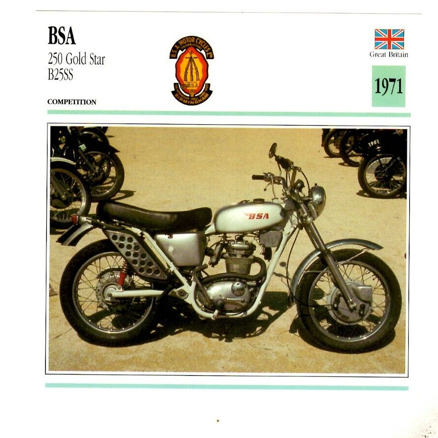 BSA 250 Gold Star B25SS 1971  Edito Service Atlas Motorcycle Card