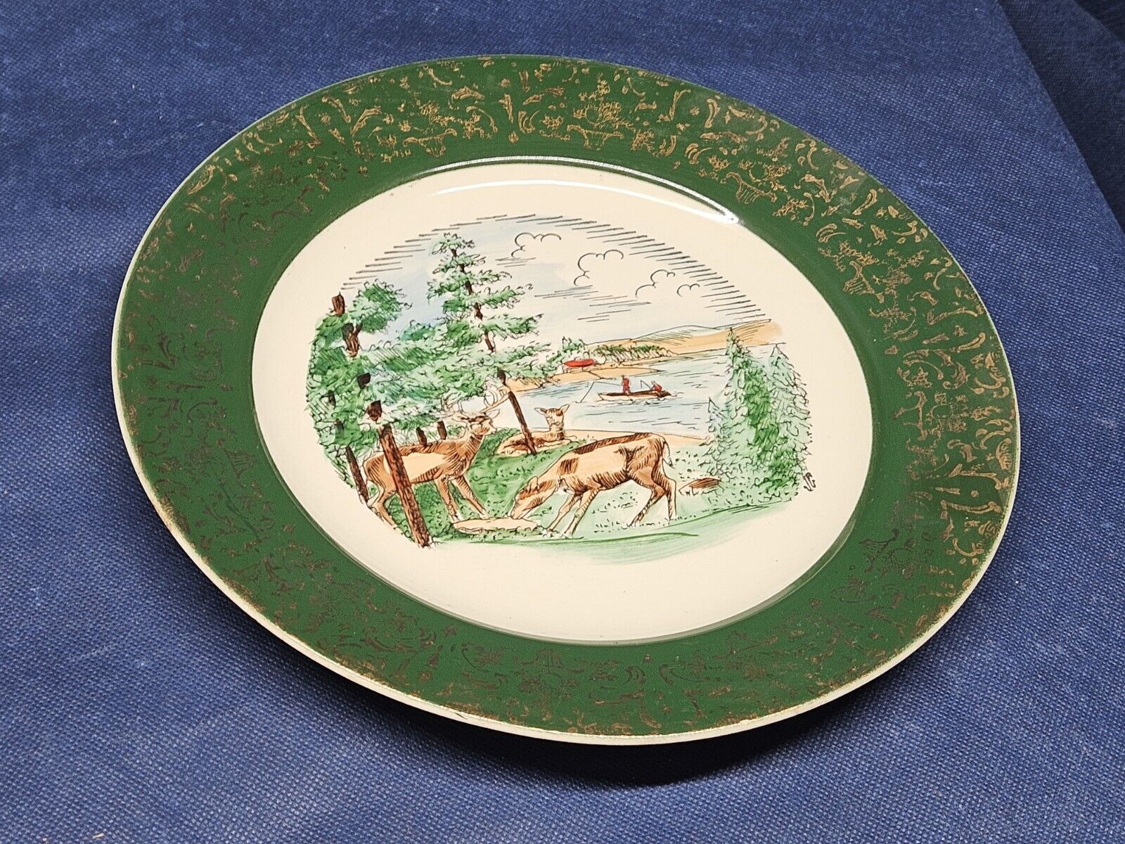 Vintage White Pines State Park, Illinois Collector\'s Souvenir Plate Handpainted 