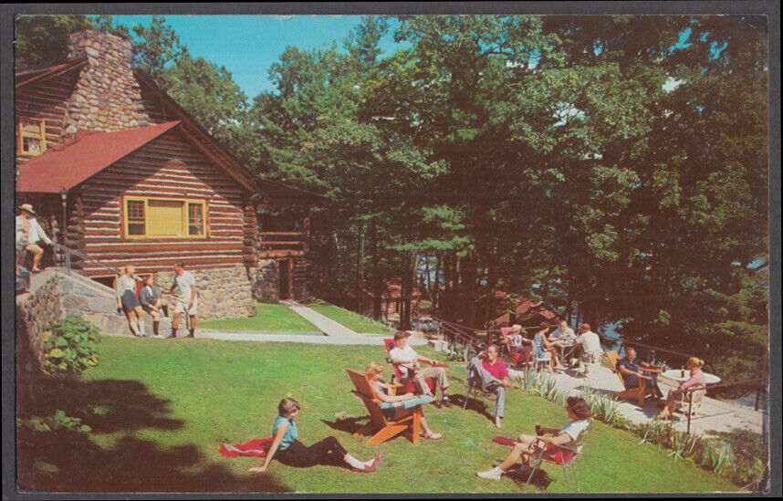 Canoe Island Lodge resort Diamond Point NY postcard 1957