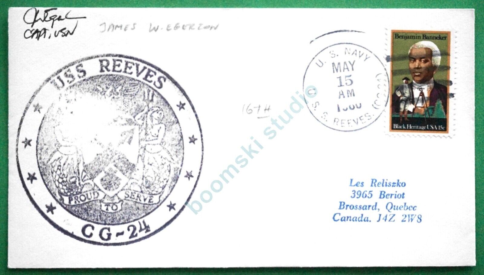 USS REEVES CG-24 signed cover 16th Anniversary dated 1980 (CAN-77)