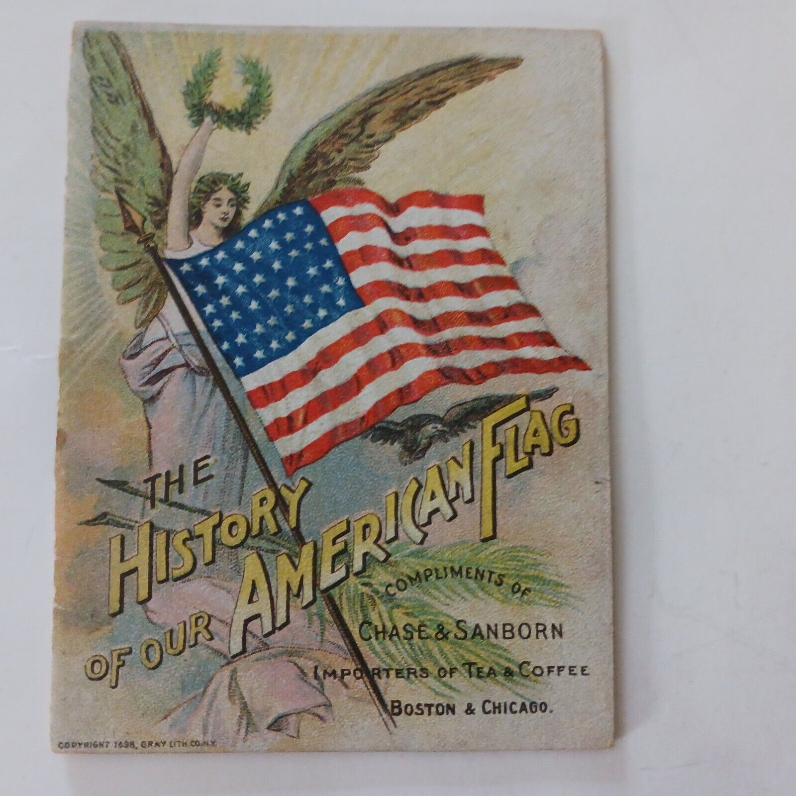 Antique 1898 Advertising Chase Sanborn American Flag Booklet Vivid Color Lithos