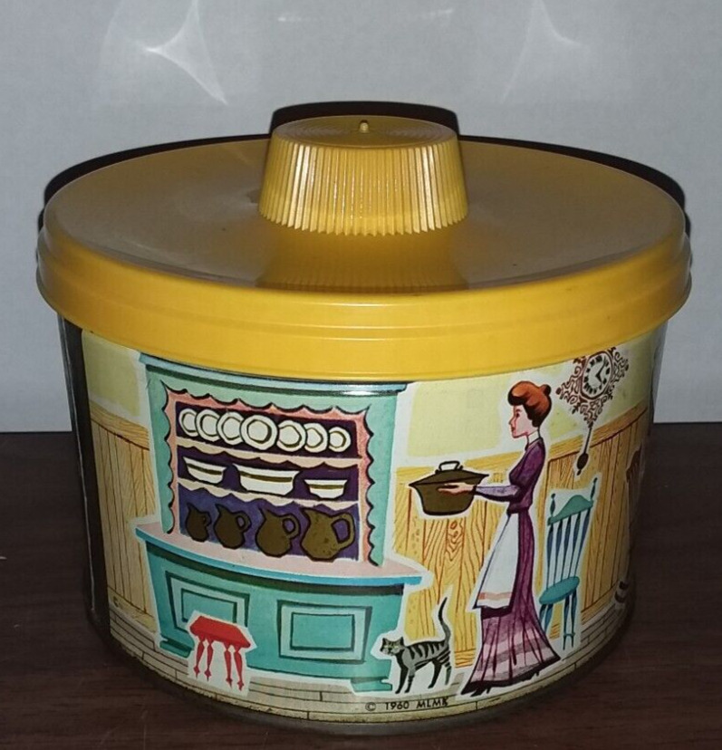 Vintage Golden Butter Bits Tin Mrs Leland\'s 1958 Container Cookie Home sweet