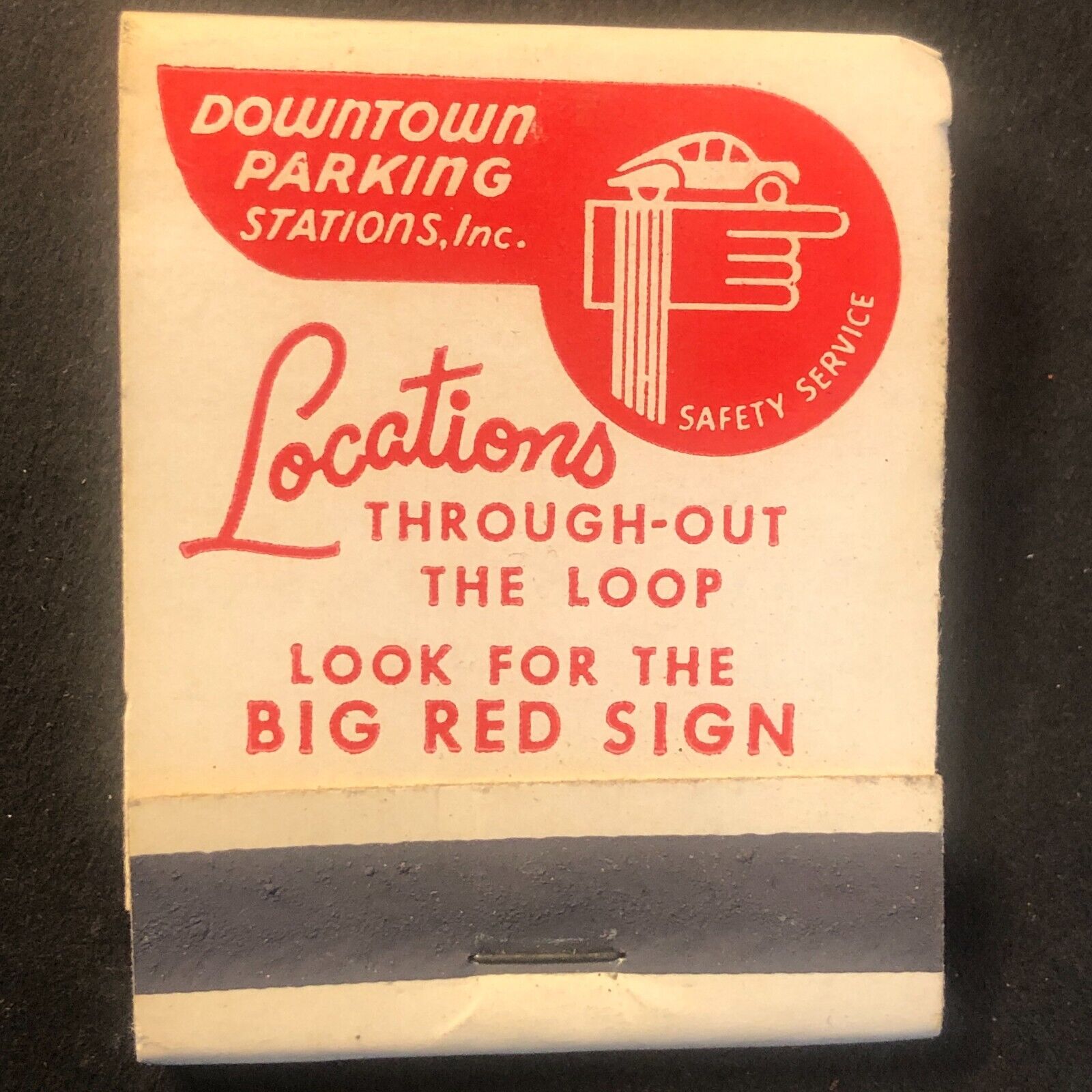 Downtown Parking Stations Inc Chicago Vintage Full Matchbook c1940\'s-50\'s Scarce