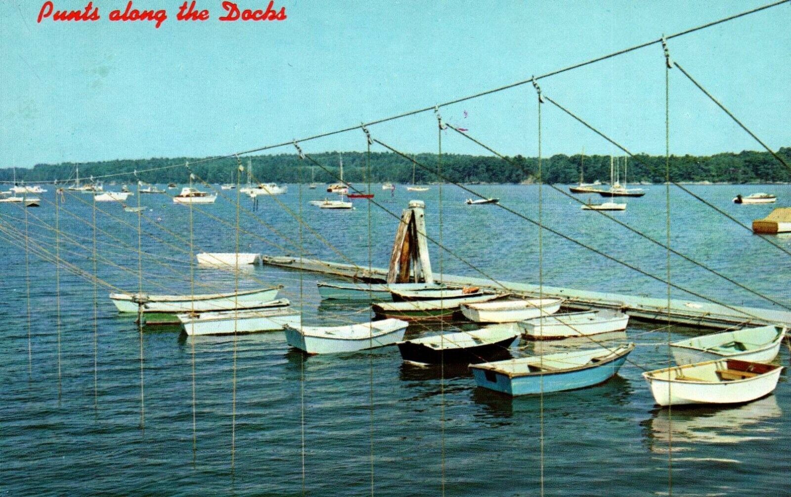 South Freeport Maine ME Punts Boats Along The Dock Postcard