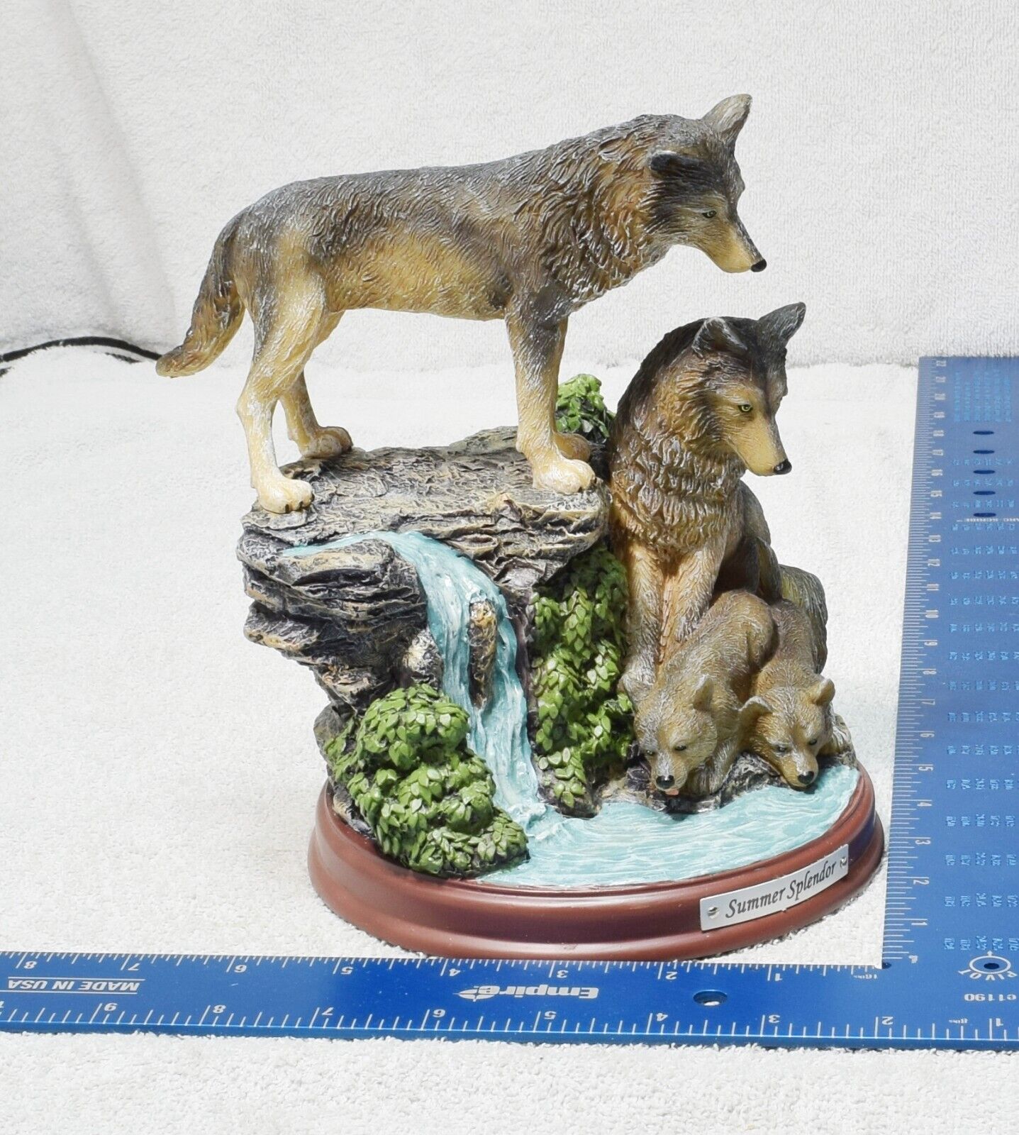Bradford Exchange Protectors of the Pack Wolf Sculpture 2015 Summer Splendor COA
