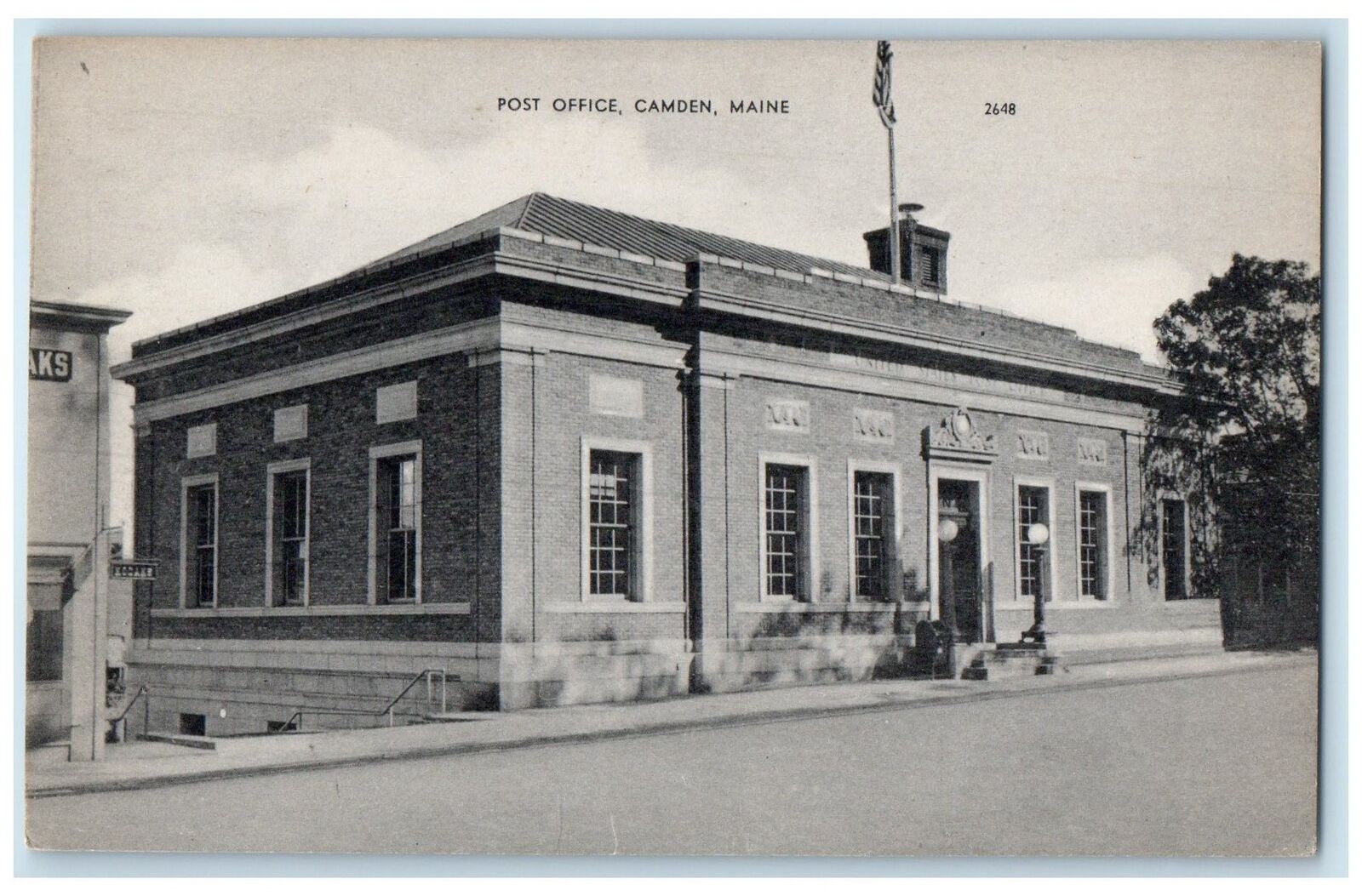 c1950's Post Office Building Sideview Entrance Camden Maine ME Vintage Postcard