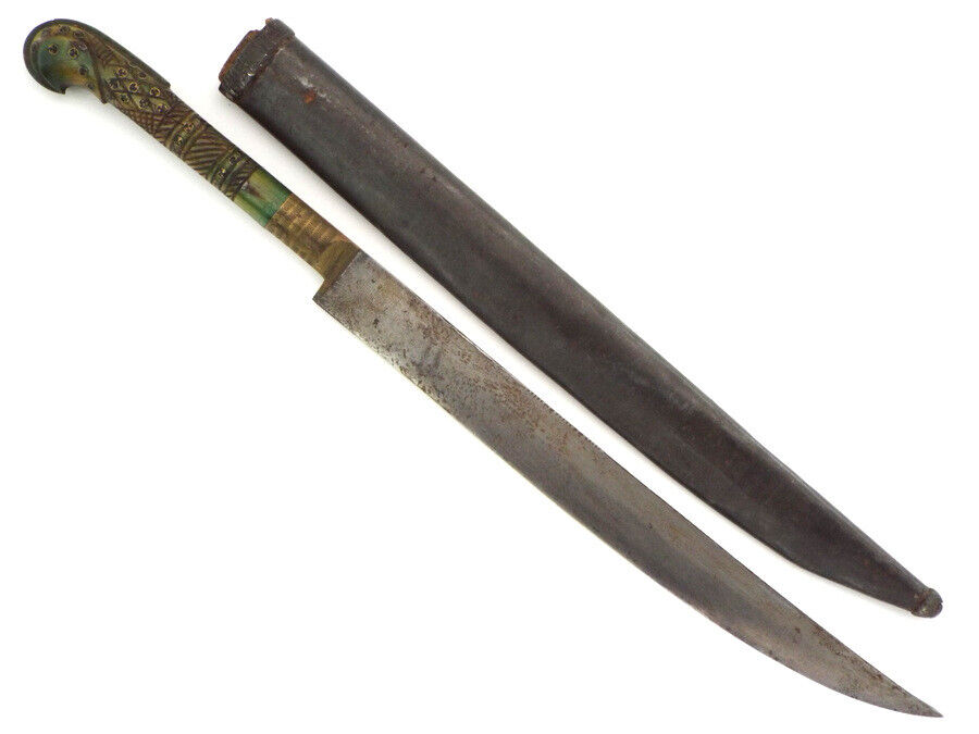 Antique Fine Islamic Ottoman Turkish or Greek Silver Inlaid KHANJAR Dagger