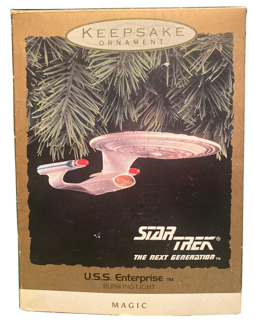 Star Trek USS Enterprise Magic Blinking Lights Ornament Hallmark Vintage 1993