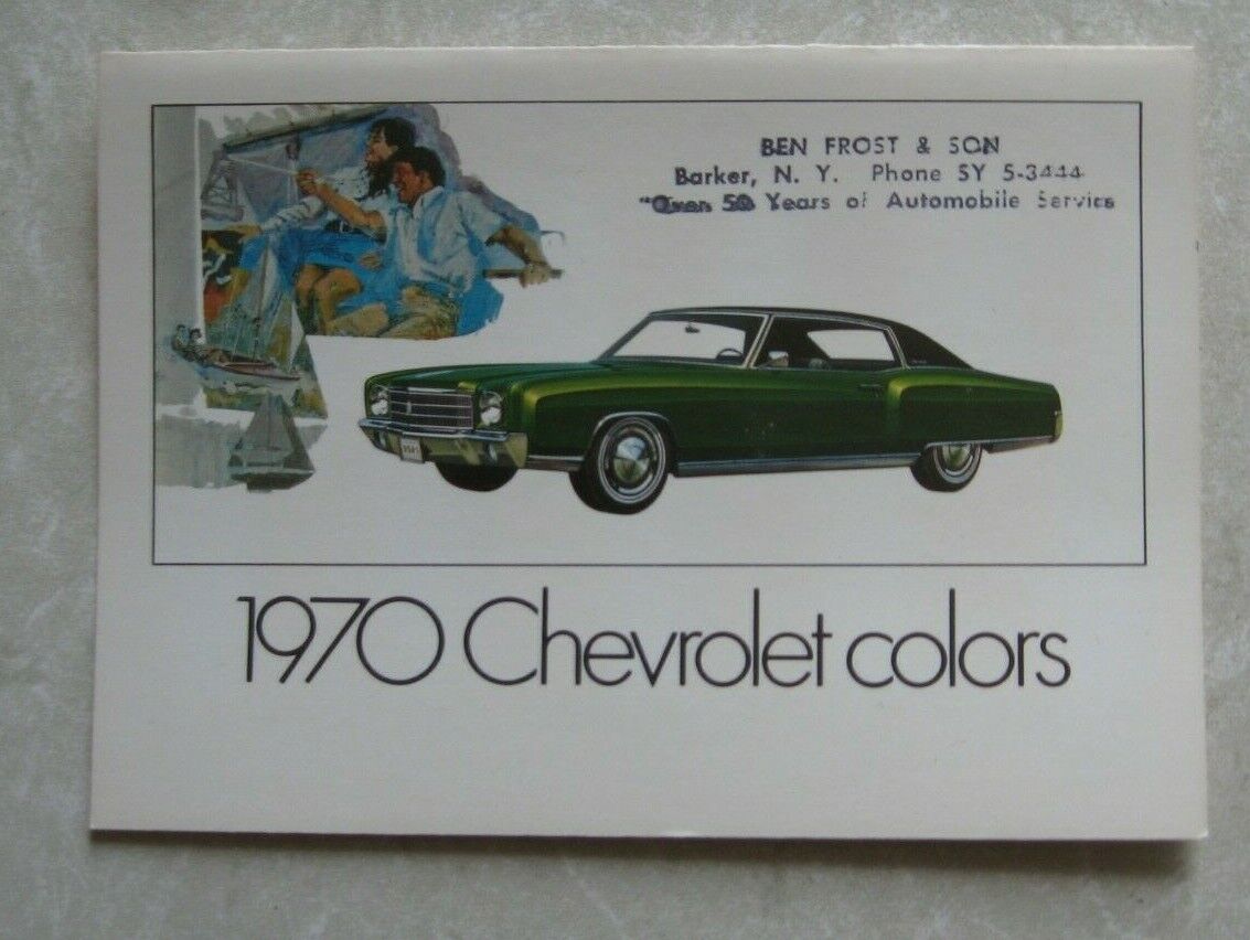 NOS 1970 GM Dealer Chevrolet Color Chart - 
