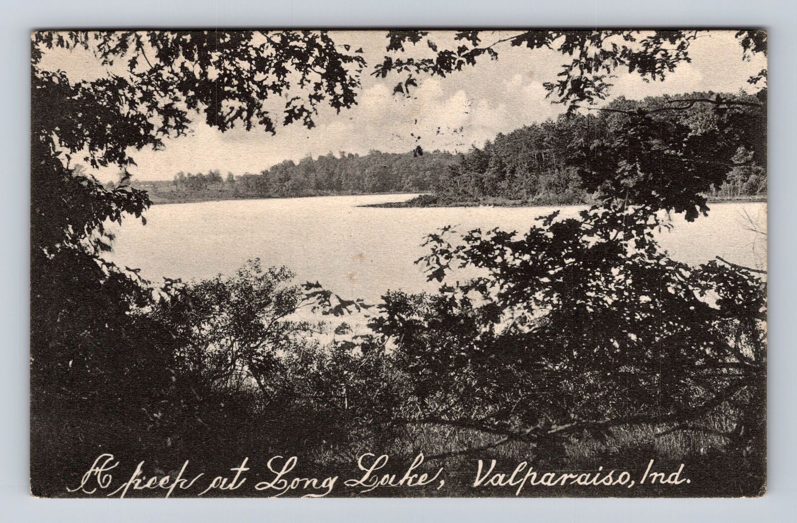 Valparaiso IN-Indiana, Long Lake Scenic View, Antique, Vintage c1910 Postcard