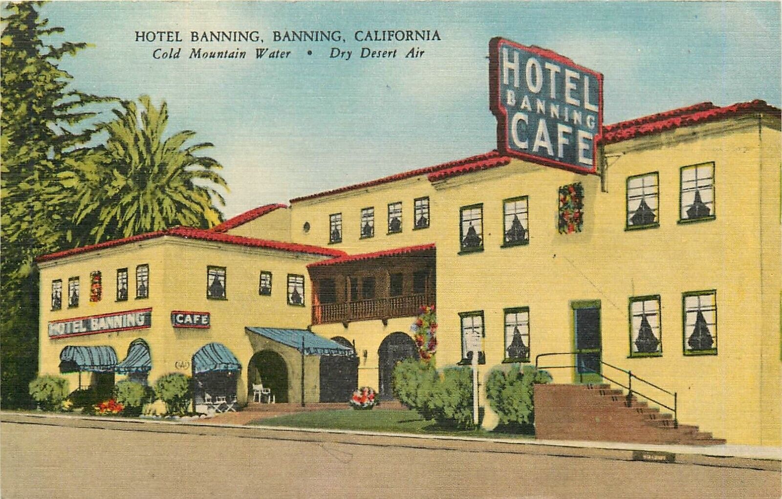 Postcard 1940s Banning California Hotel occupation roadside Beals 24--5856