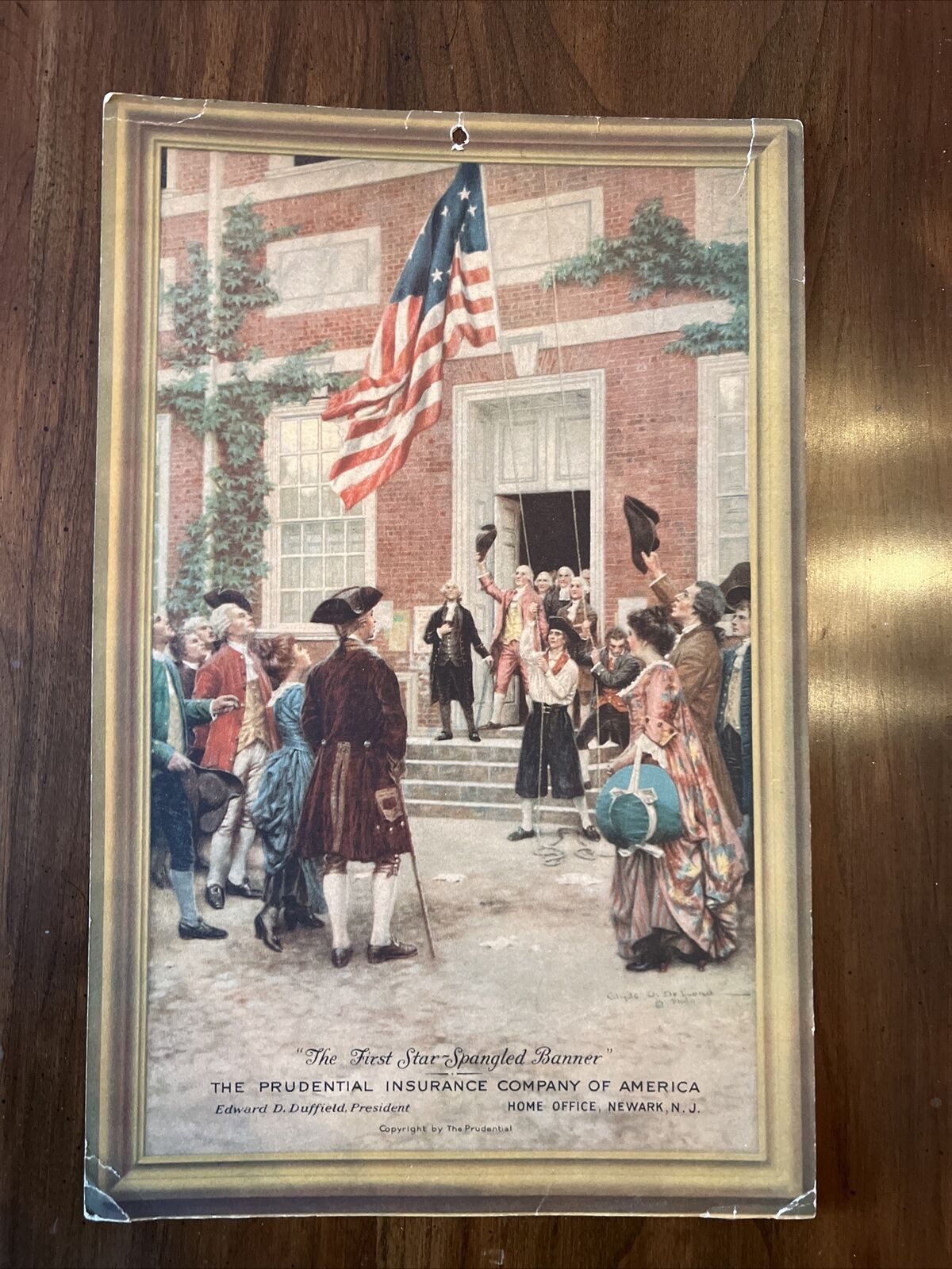 Antique 1926 Prudential Insurance Company Calendar, First Star Spangled Banner
