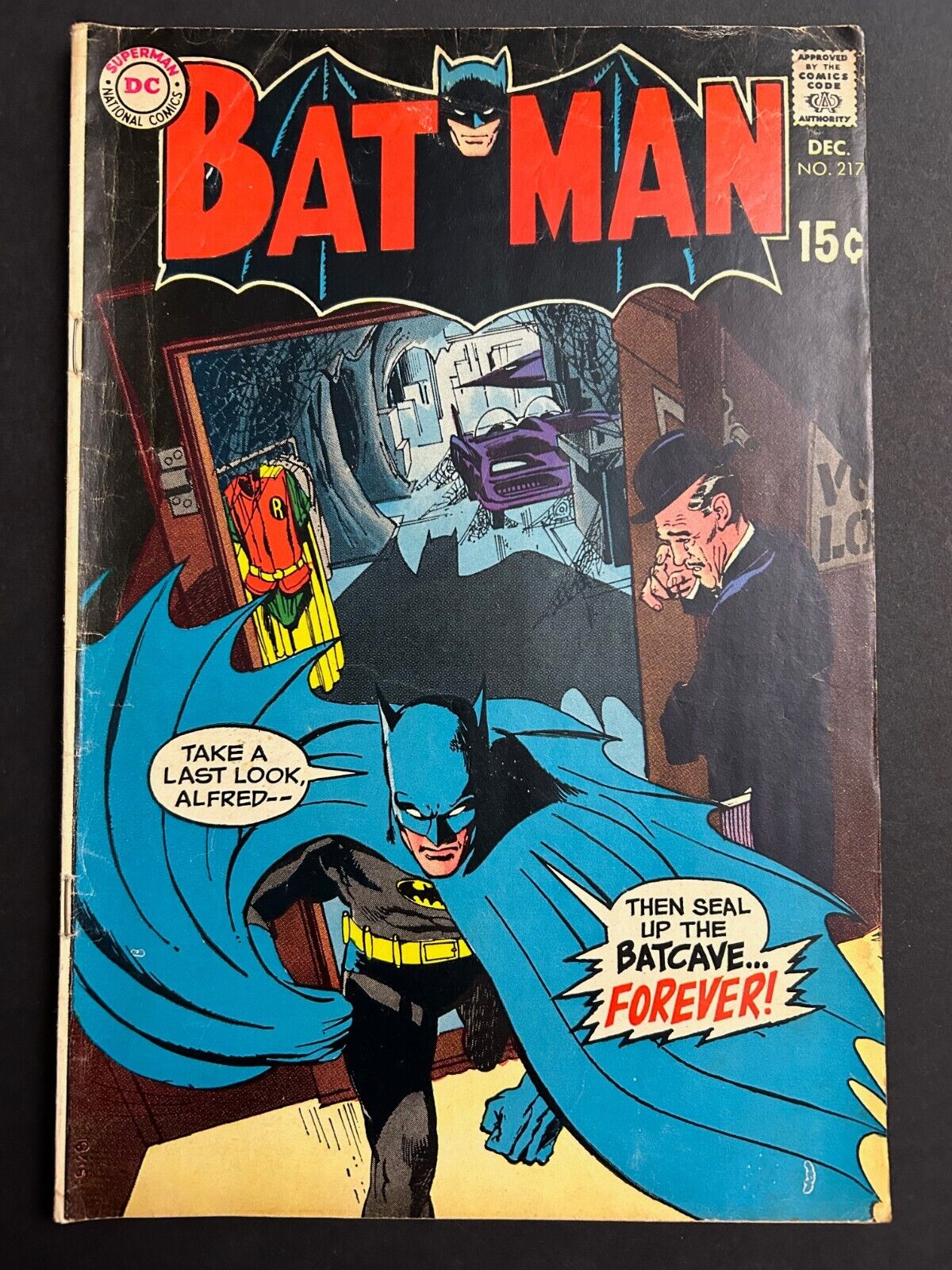 Batman 217 GD-VG -- Break-up of Batman & Robin, Neal Adams 1969