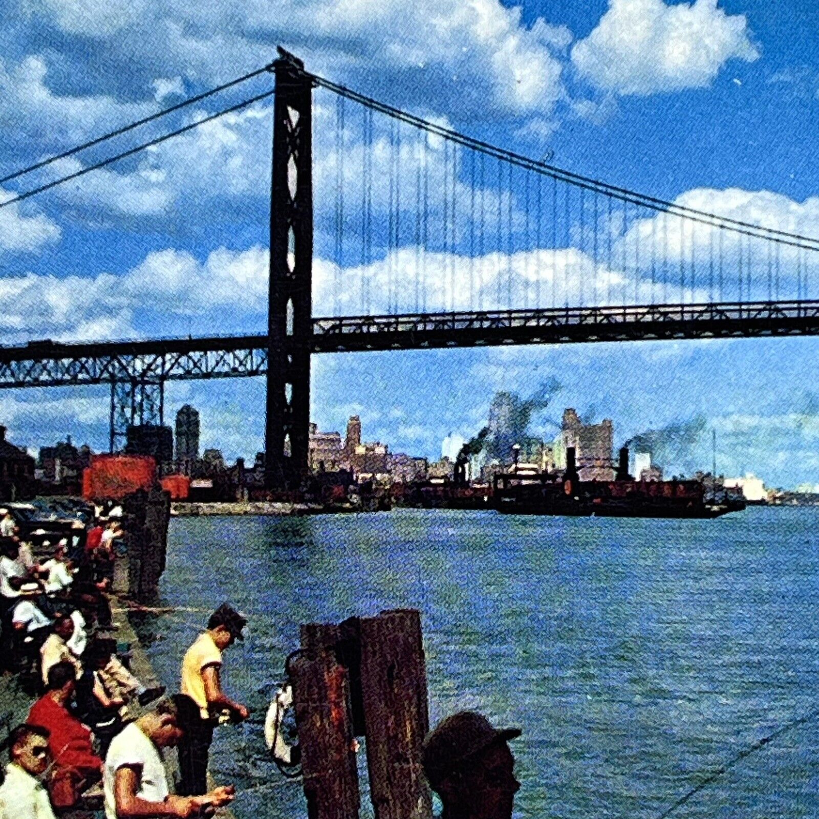 Vintage Detroit, MI Postcard The Ambassador Bridge Windsor, Ontario Unposted