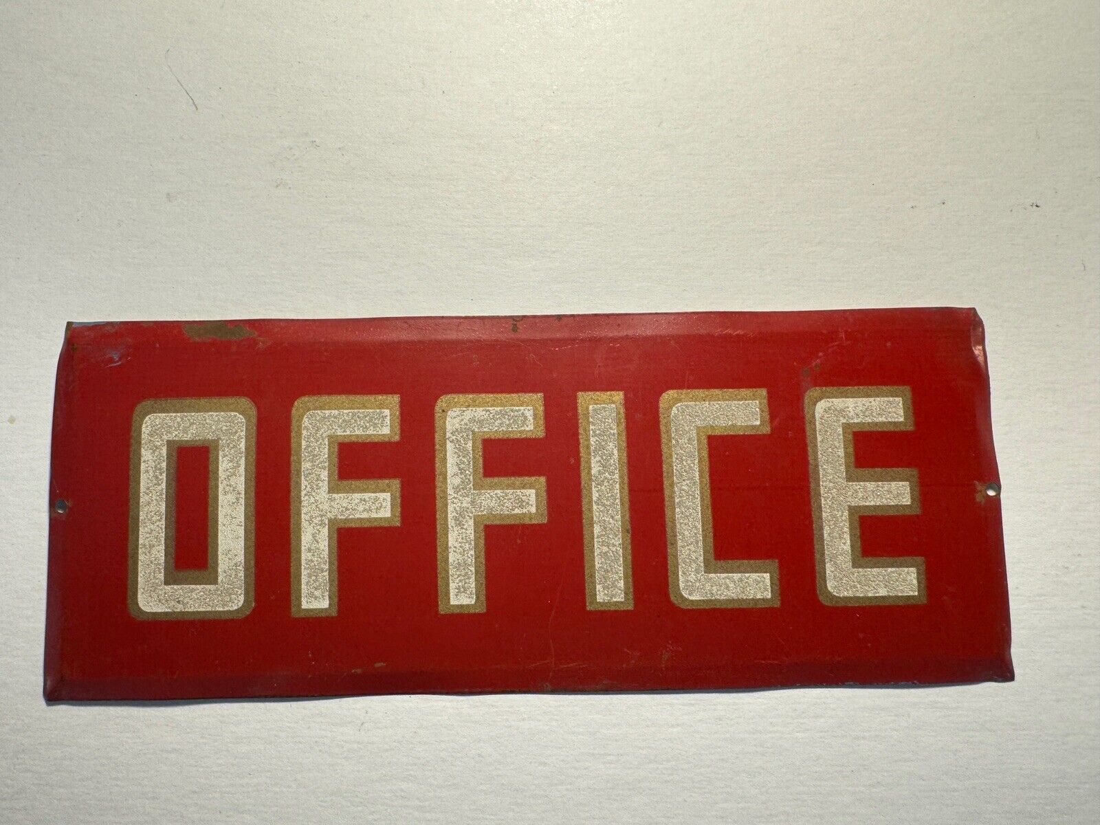 Tin OFFICE Sign Red with Reflective Paint