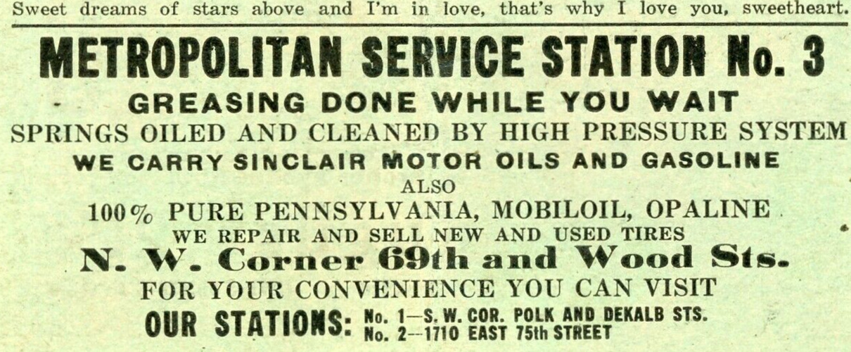 1926 Service Station No. 3 Sinclair Motor Oils Advertising 18 Ward Chicago r15