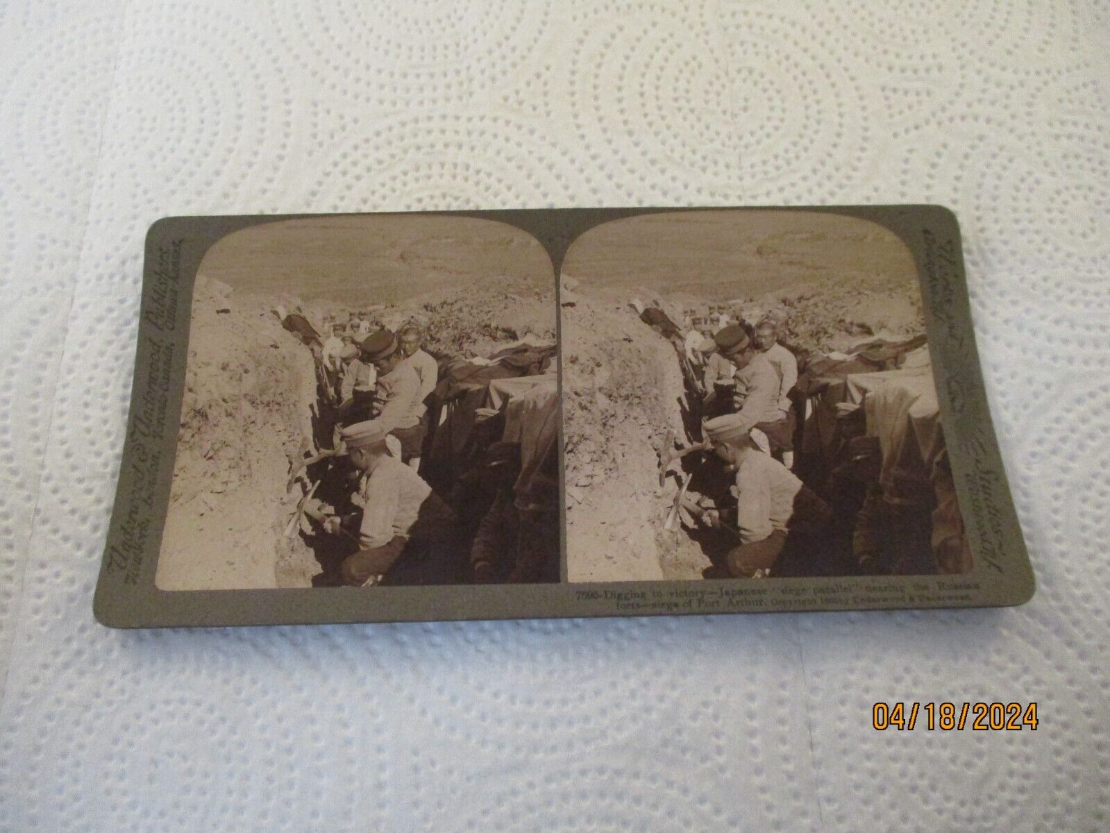 Chinese Stereoview 1905 Russian Japanese War Siege Parallel Port Arthur China