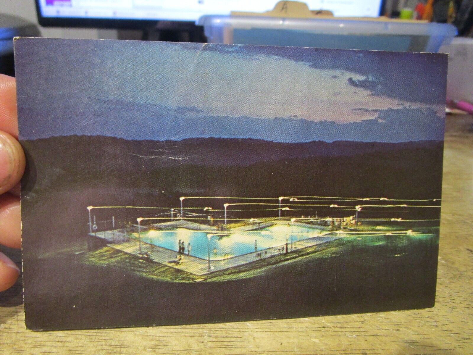 U2 Old OHIO Chrome Postcard Bellville Friendly House Hidden Hollow Camp Pool